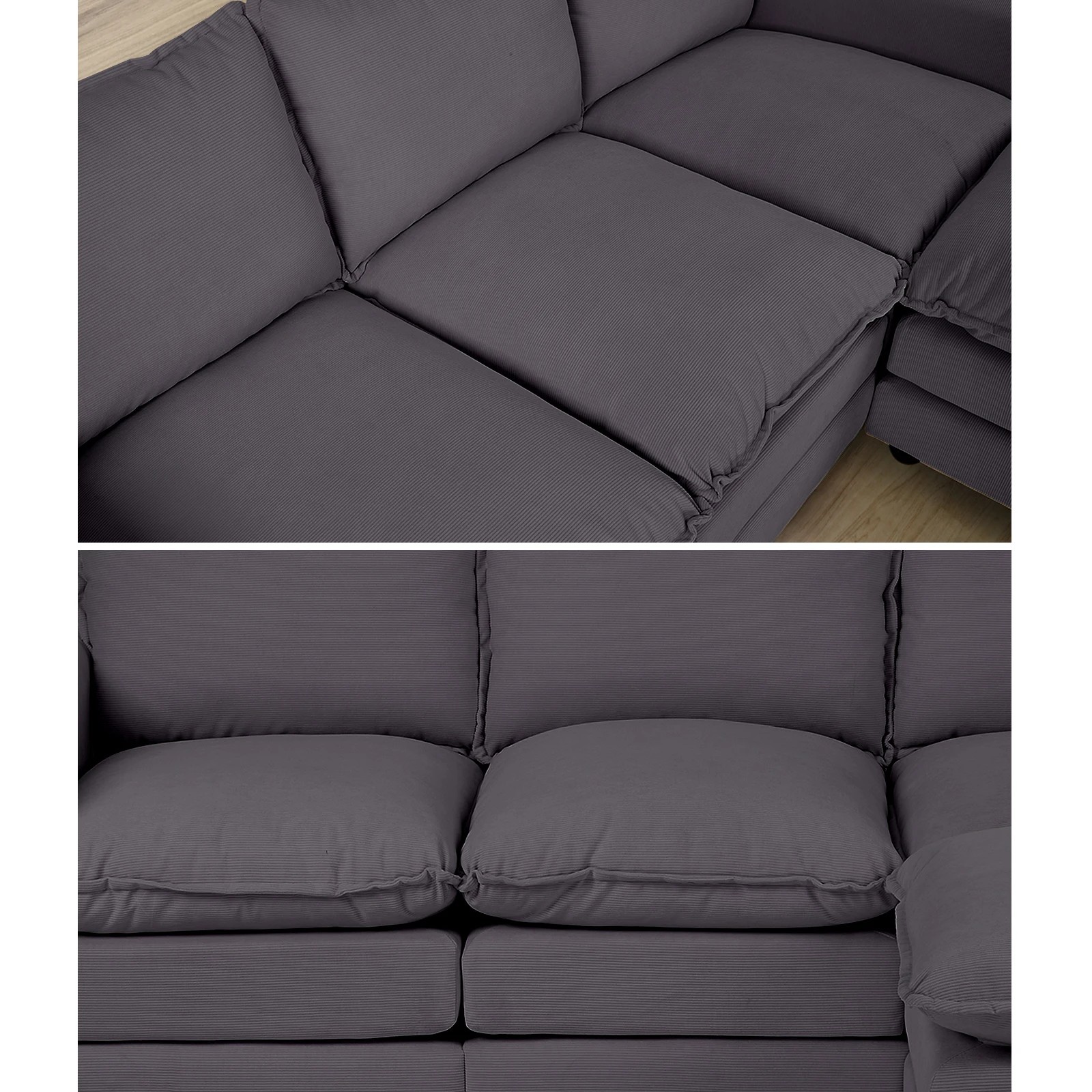 5 Oikiture Sofa Ottoman Set Modular Couch Lounge - Grey, 5 of 10