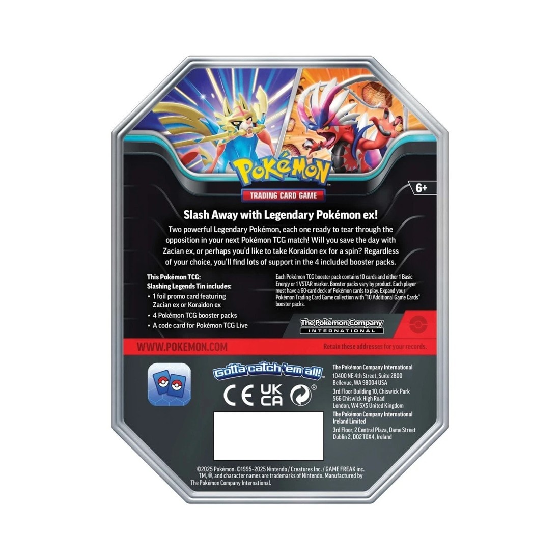 6 Pokemon Trading Card Game: Slashing Legends Tin - Assorted, 6 of 6