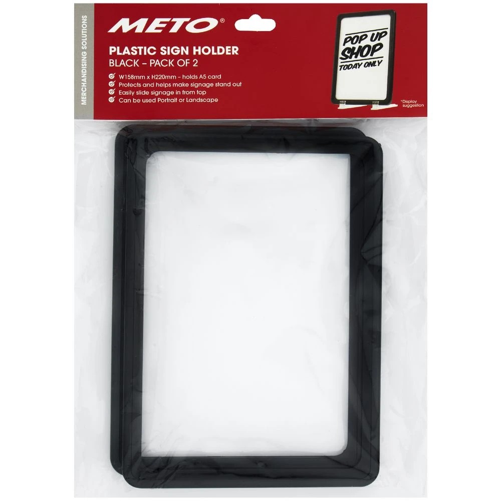2 Meto A5 Signage Frames Black 2 Pack, 2 of 3