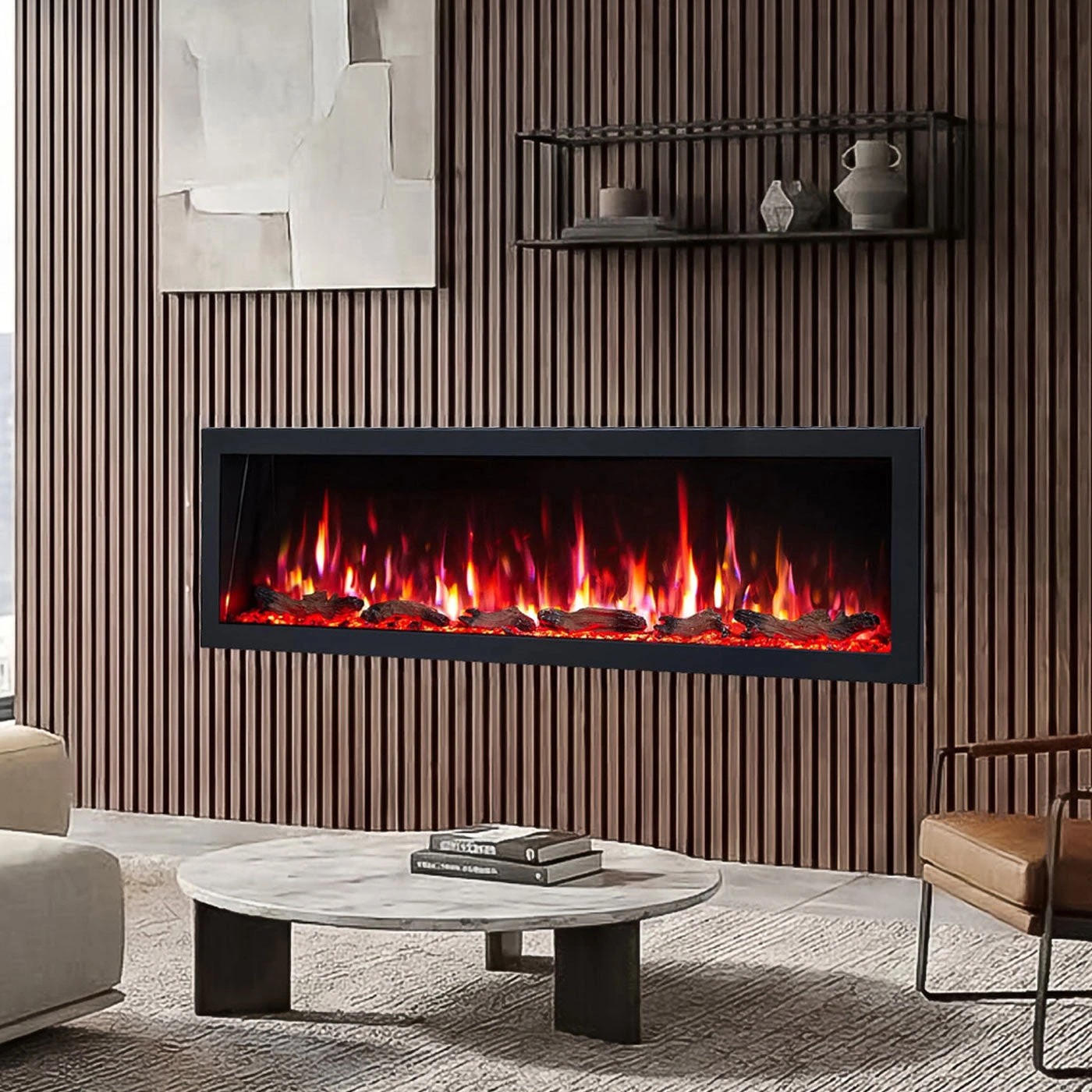 2 Moda Living Aria 60 inch Electric Fireplace - Black, 2 of 7