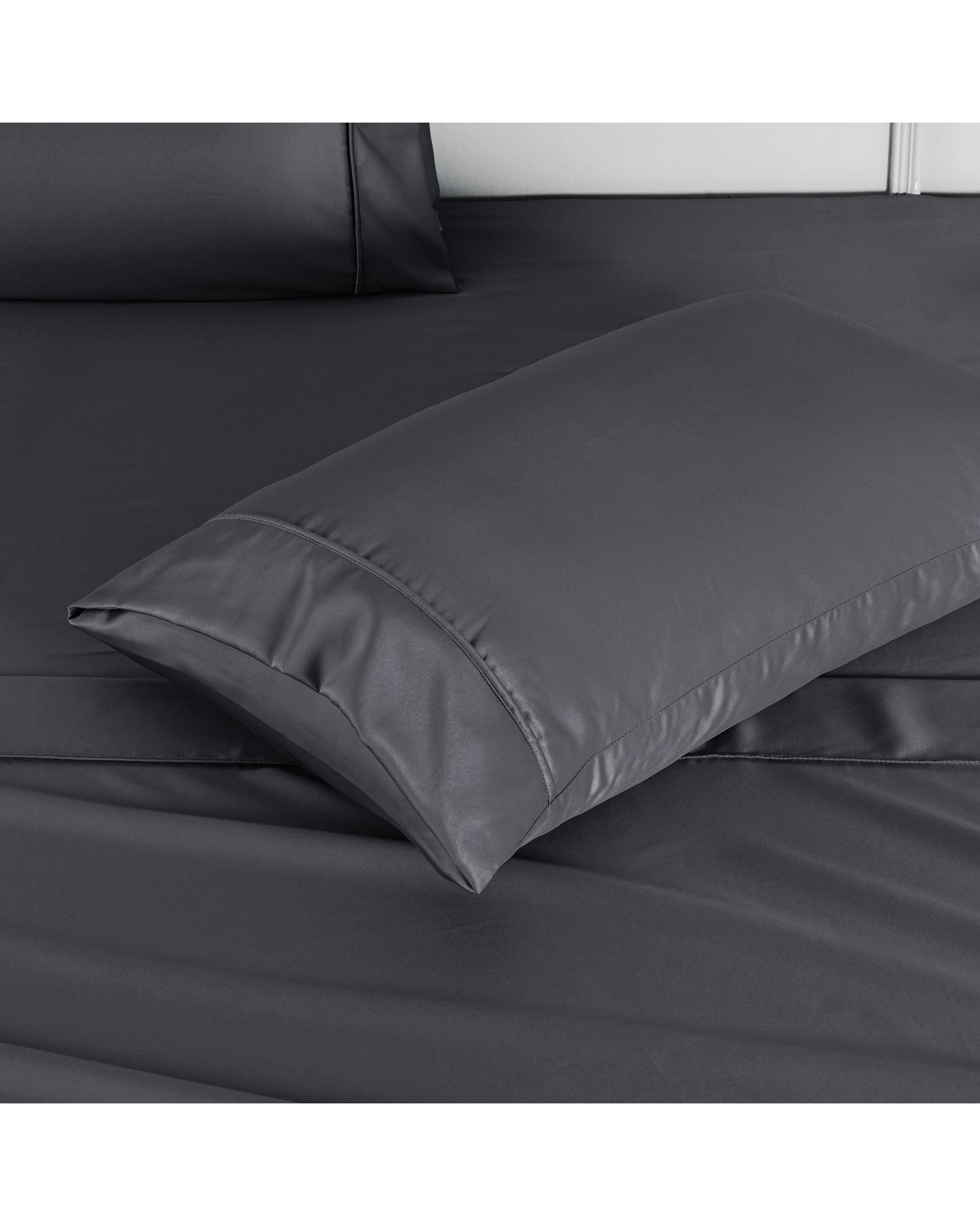 4 Dreamaker Matte Satin Standard Pillowcase Twin Pack - Charcoal, 4 of 5