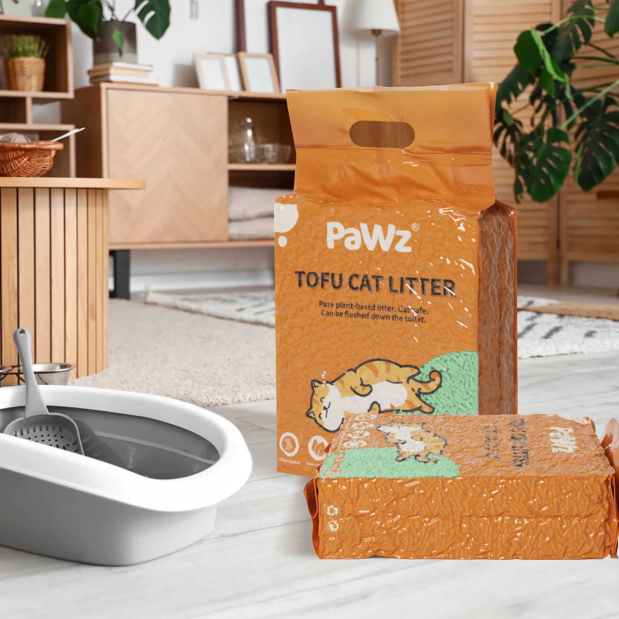 7 Pawz 2.5kg Tofu Cat Litter Clumping Flushable Fast Super Absorbent Green Tea x6, 7 of 8