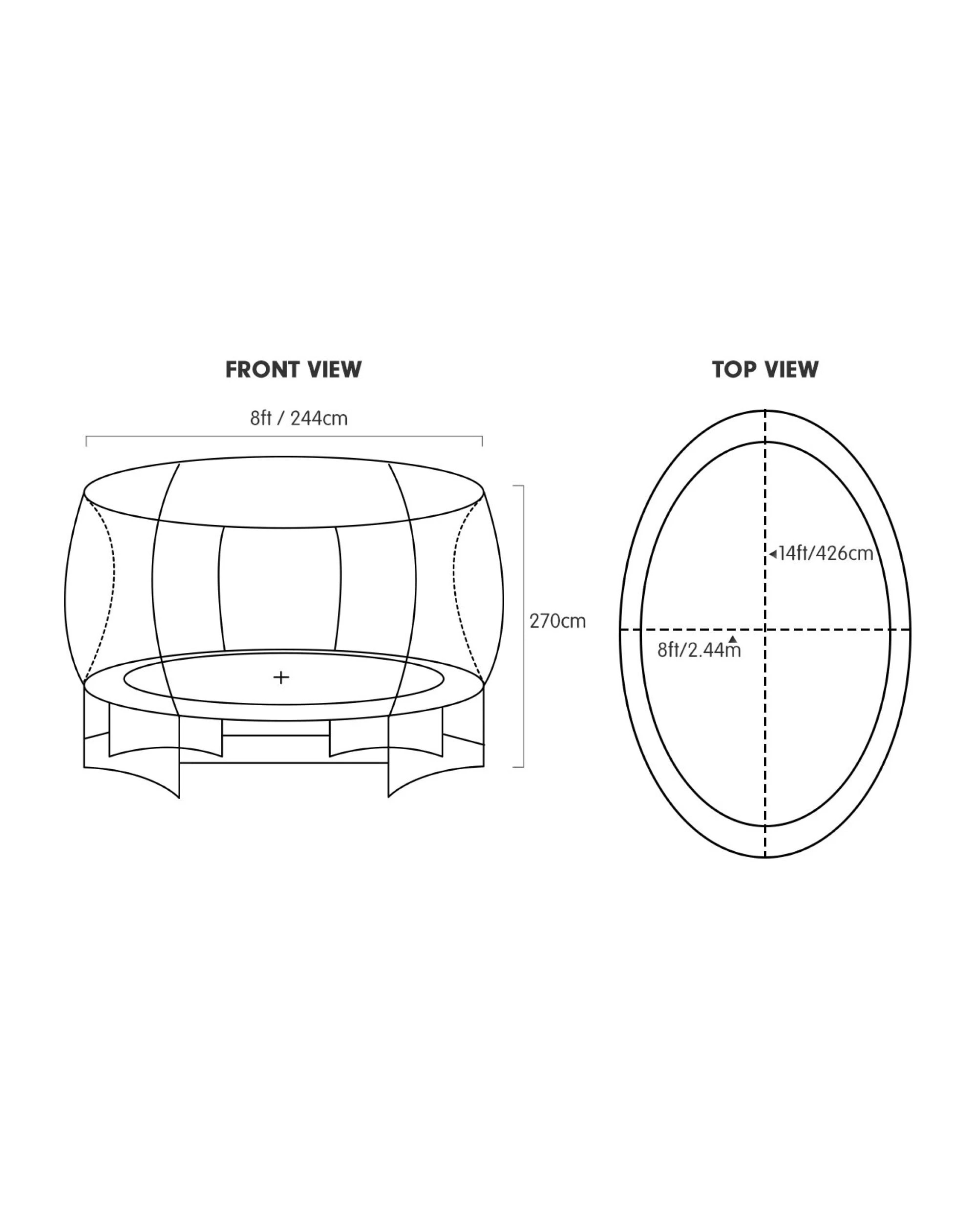 2 Kahuna Trampoline 8 ft x 14 ft Oval Outdoor - Orange, 2 of 8