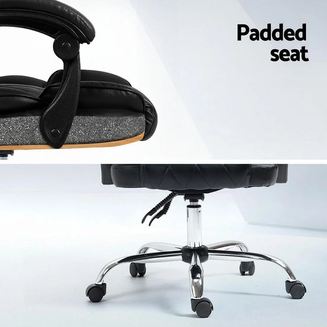 5 Artiss Executive Office Chair Leather Recliner - Black, 5 of 5