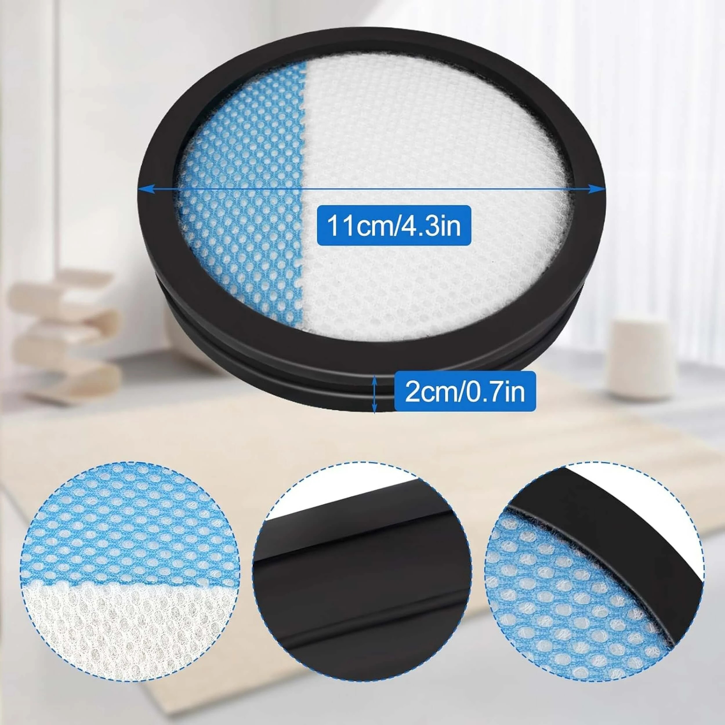 2 Hygieia 2pk Replacement Filters For Ryobi R18XSV9 ONE+ HP Stick Vacuum SV9 Type - Blue, 2 of 3