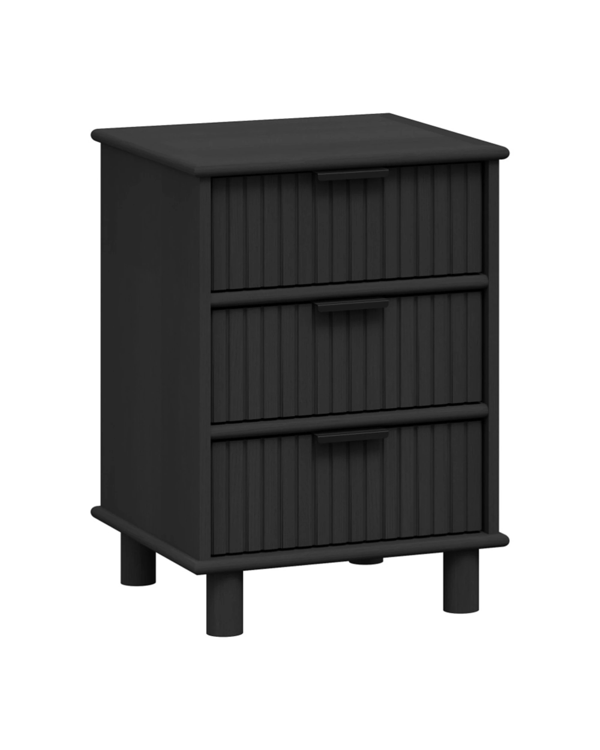 1 Alpine Bay Sorrento 3 Drawer Side Table Decor Woodgrain Finish 44.5x42x62.5cm - Black, 1 of 8