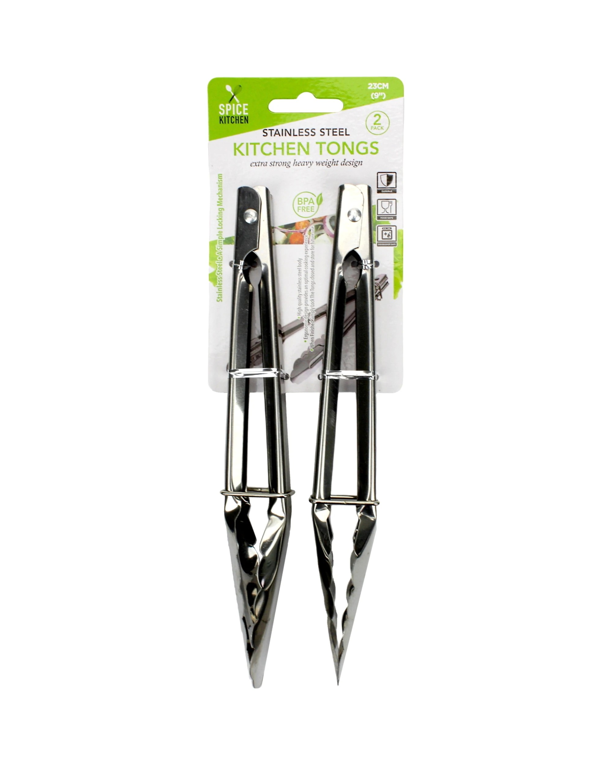 2 Durmaz Stainless Steel Kitchen Tongs Pack of 2Silver - Silver, 2 of 3