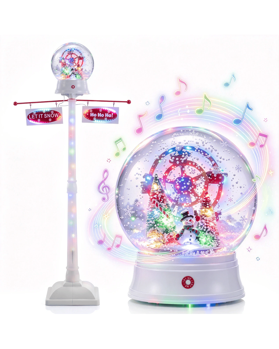 Costway 152cm Christmas Street Lamp Post w/Xmas Tree & Snowman Musical ...