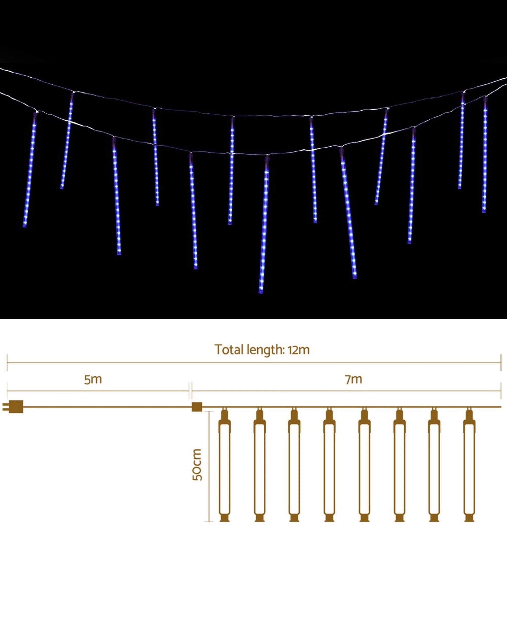2 Jingle Jollys 7M Christmas Lights Shower Light 288 LED Icicle Falling Metor - Blue, 2 of 7