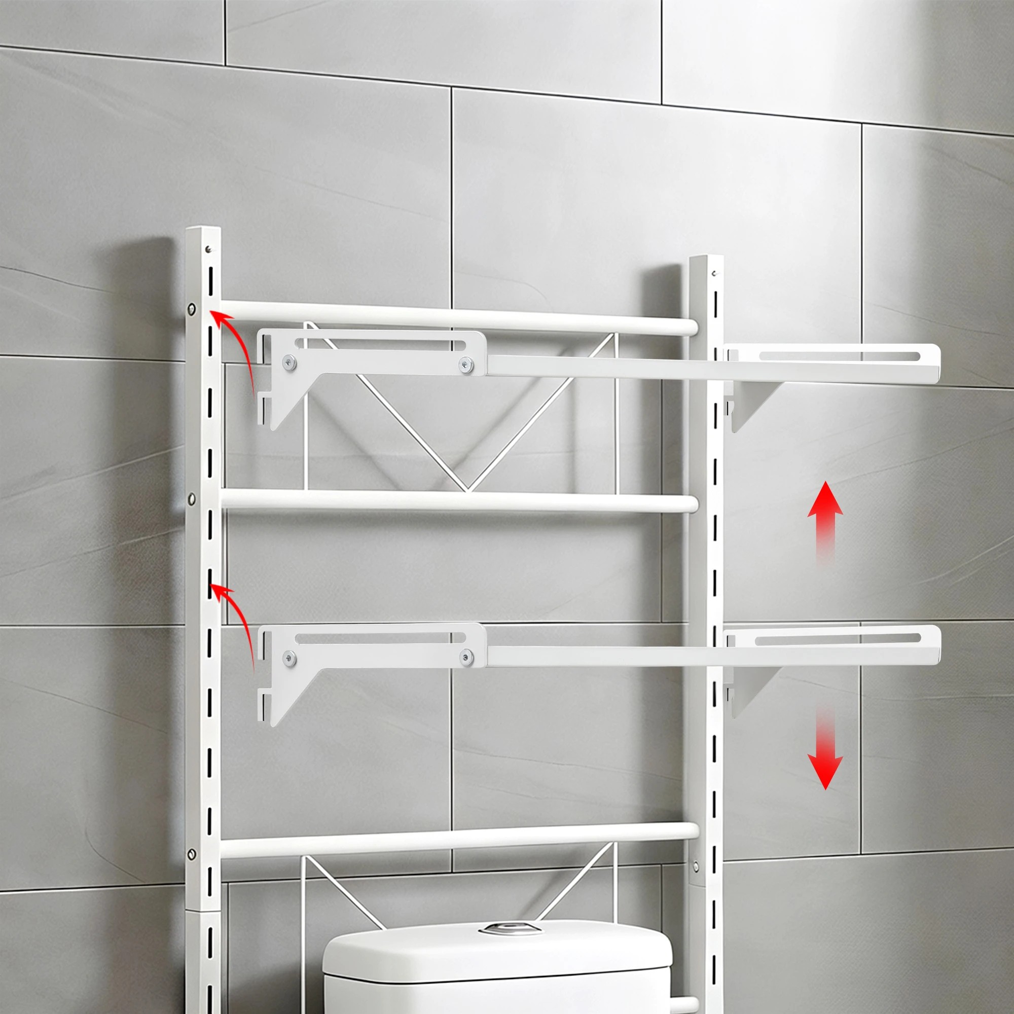 5 Artiss Over Toilet Storage Washing Machine Rack Laundry Shelf 2 Tier Organiser - White, 5 of 8