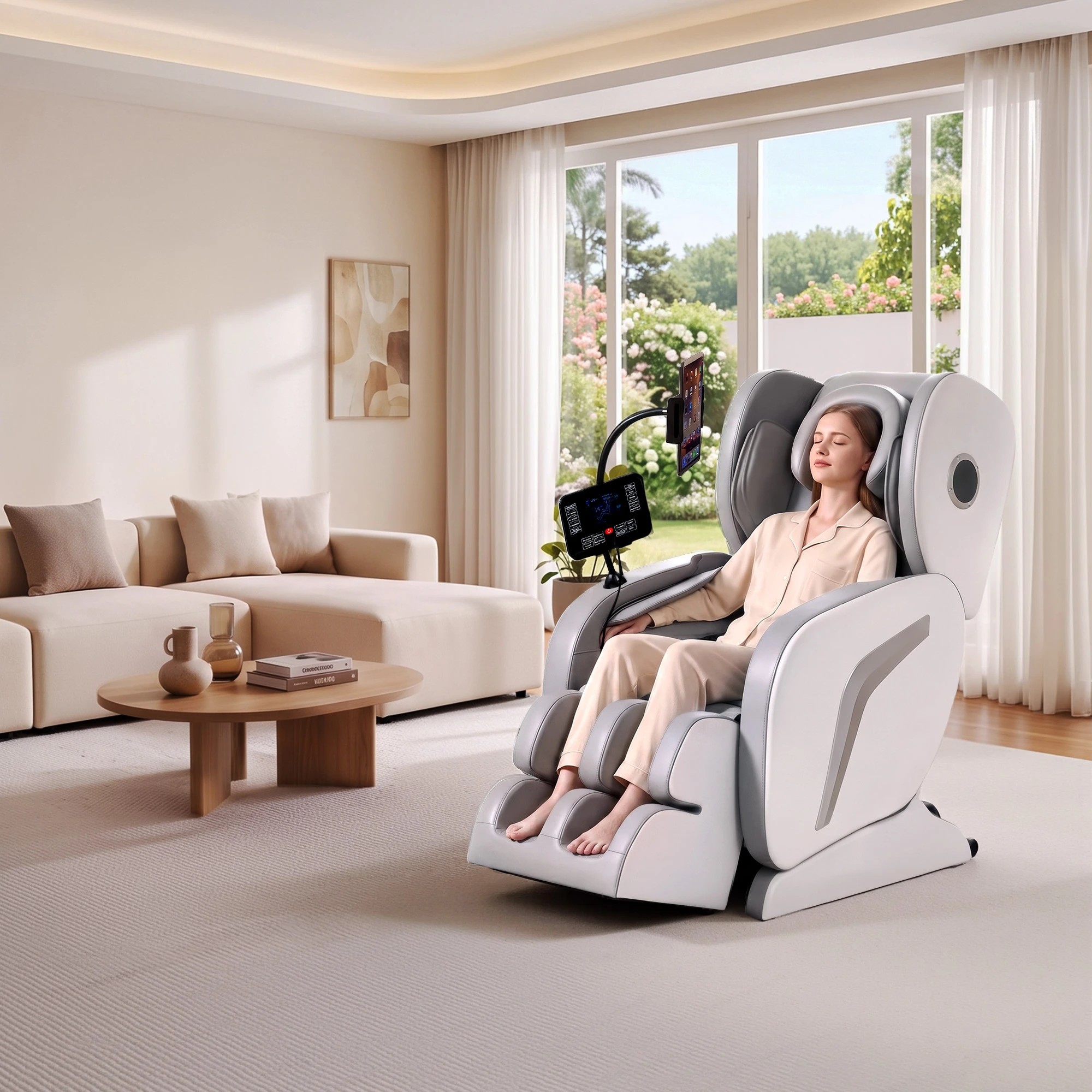 3 Livemor Full Body Massage Chair VEGA, Foot Roller, Waist & Calf Heat, Recliner, Airbags Compression - Grey, 3 of 10