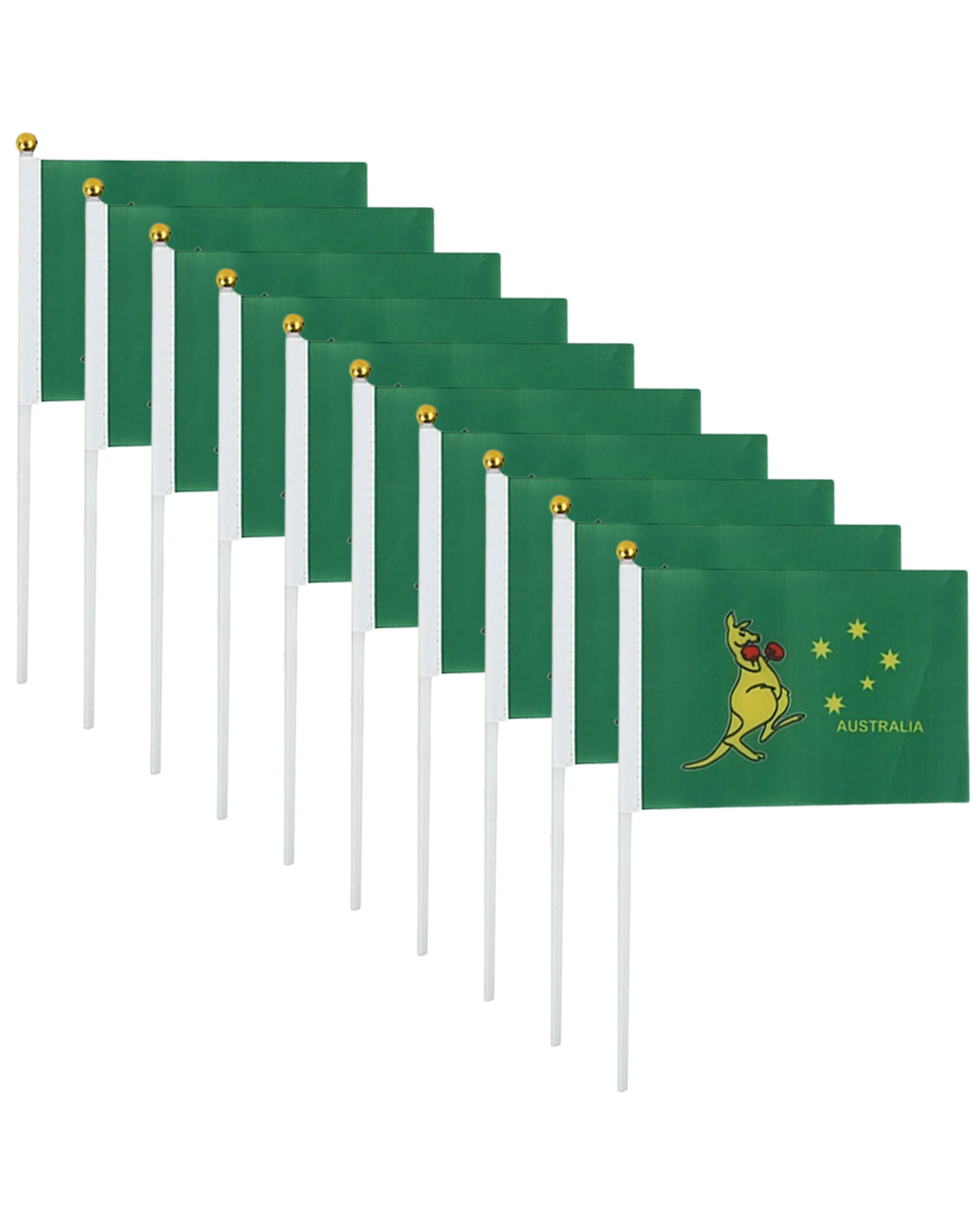 Party Planet Aussie Boxing Kangaroo Flags 10cm x 15cm Pack of 10 . - Kmart