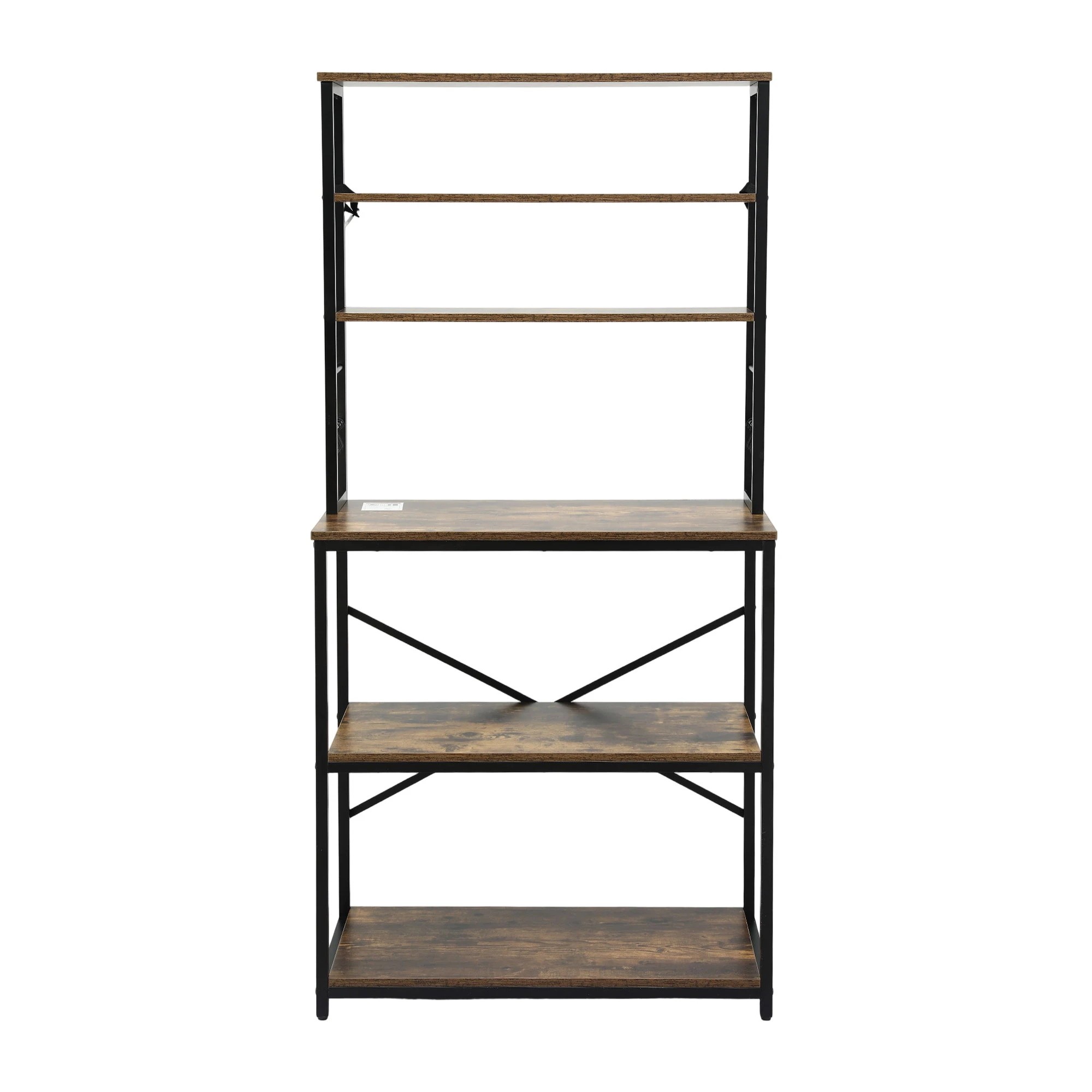3 Artiss 6-Tier Kitchen Rack with 6 Hooks Microwave Metal Storage Shelf 80cm x 167cm - Brown, 3 of 9