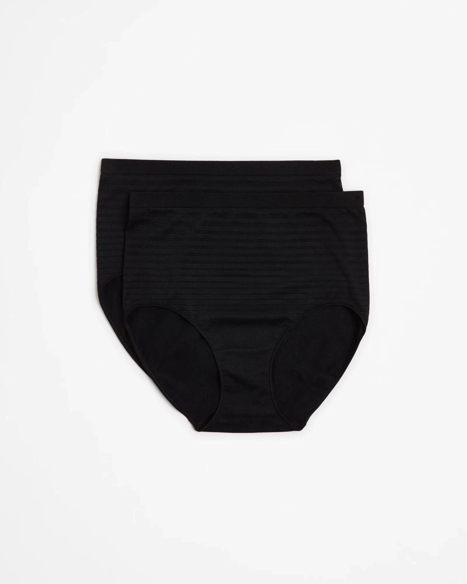 1 Target Womens Seamfree Matte and Shine Full Briefs 2 Pack BLACK, 1 of 4