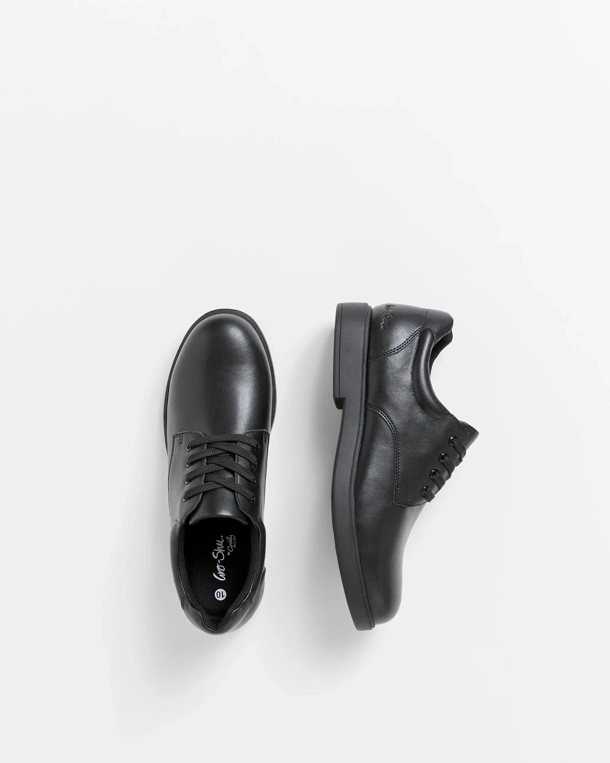 2 GroShu by Grosby Gro-Shu Senior Leather Lace Up School Shoes BLACK, 2 of 3