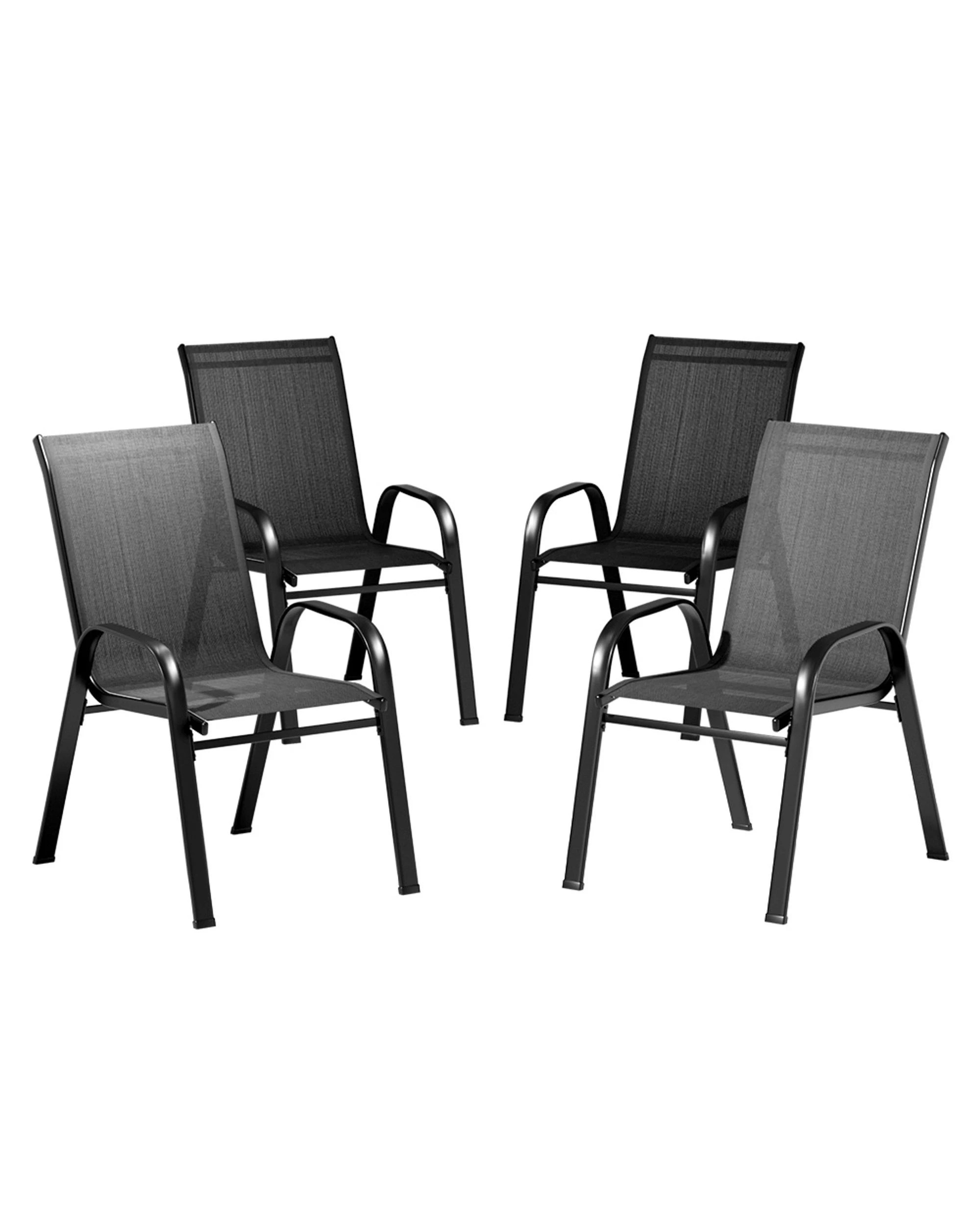 1 Gardeon 4pc Outdoor Dining Chairs Stackable Lounge Chair Patio Furniture
 - Black, 1 of 2