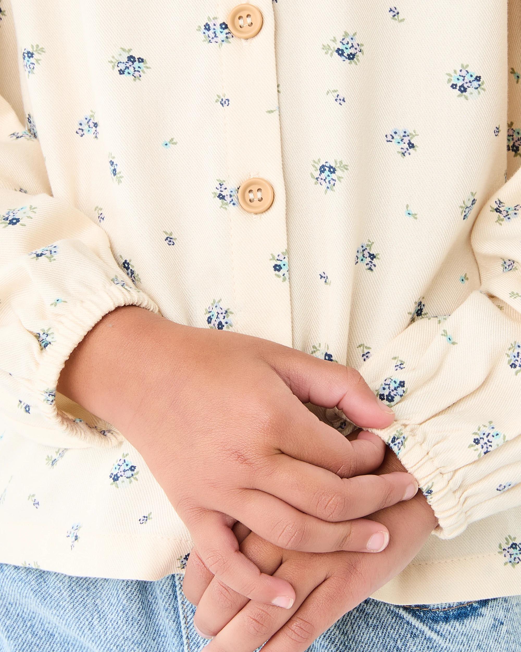 6 Long Sleeve Frill Shirt Bge Floral, 6 of 9