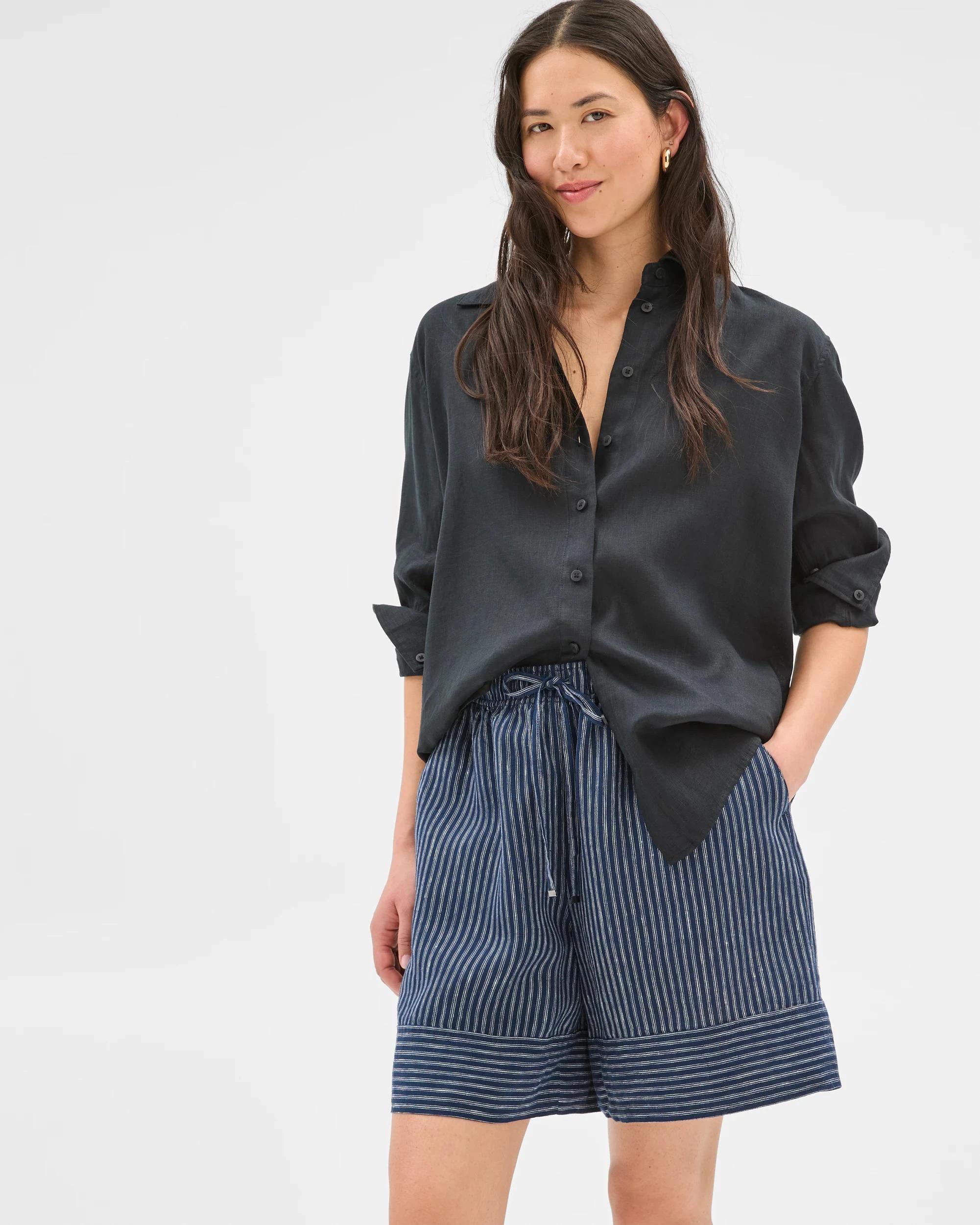 2 Target European Linen Long Shorts NAVY STRIPE, 2 of 7