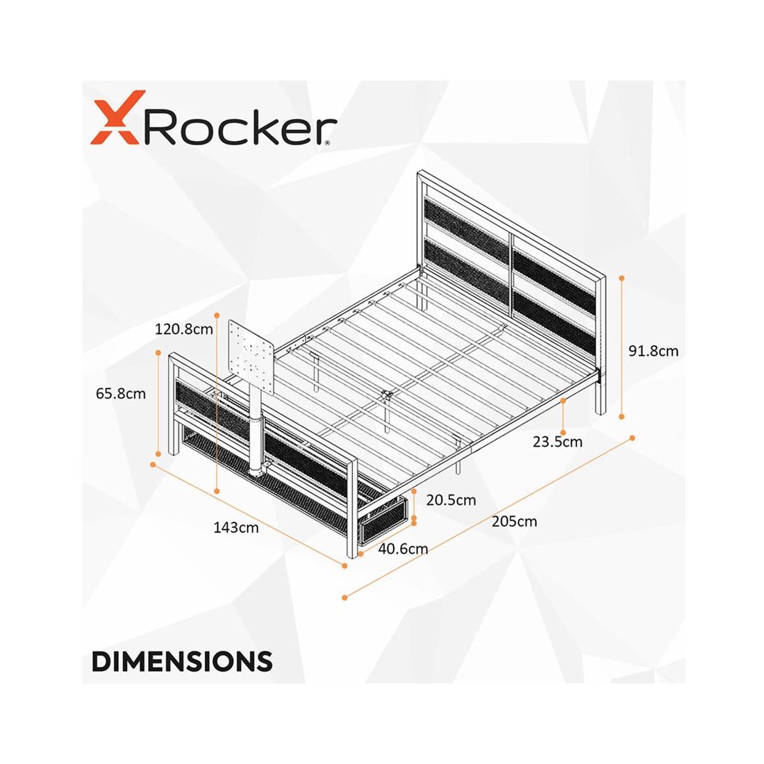 2 X Rocker Basecamp Gaming Double Bed Frame W/adjustable Twist Vesa Tv Mount Black
 - Black, 2 of 3