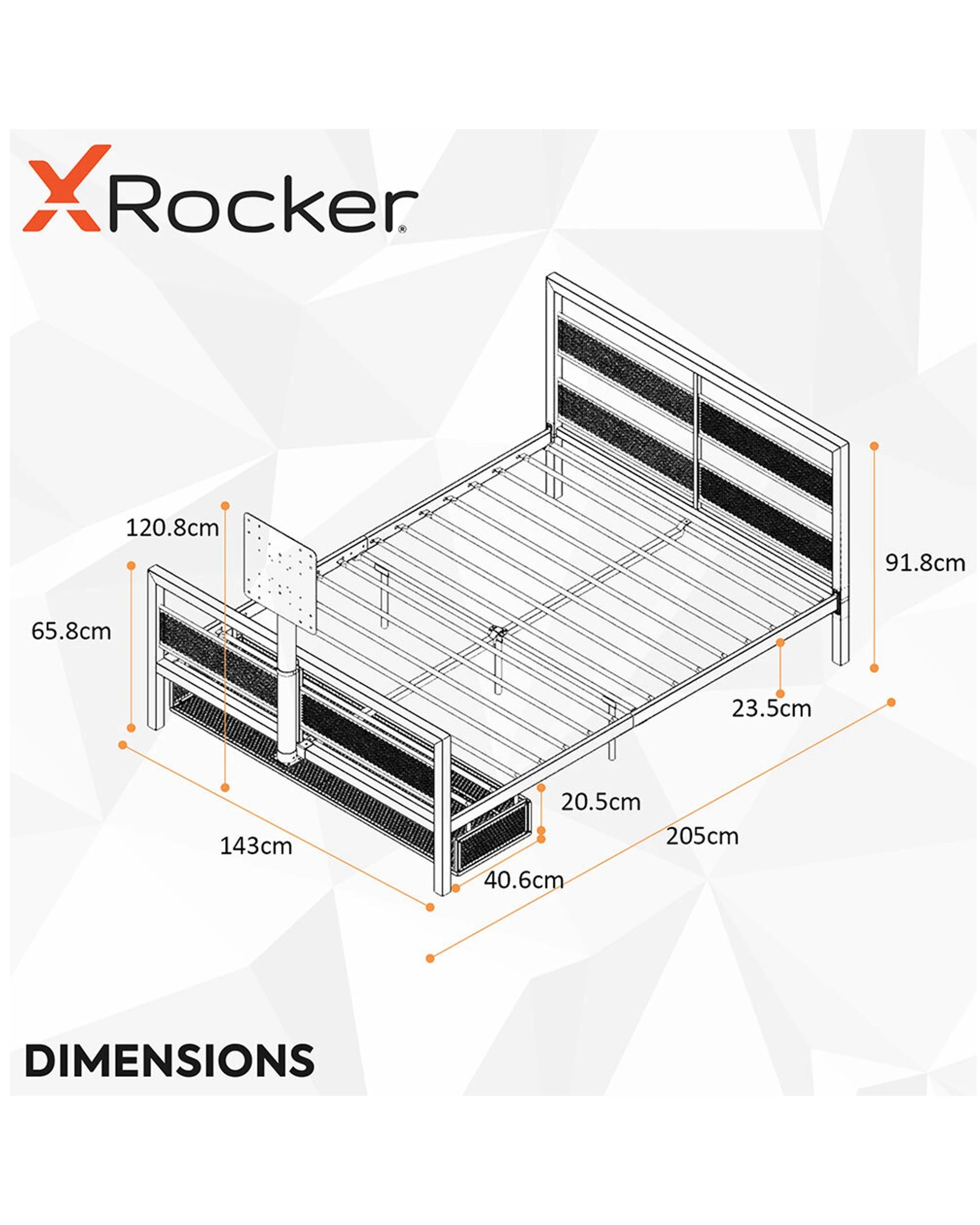 2 X Rocker Basecamp Gaming Double Bed Frame W/adjustable Twist Vesa Tv Mount Black
 - Black, 2 of 3