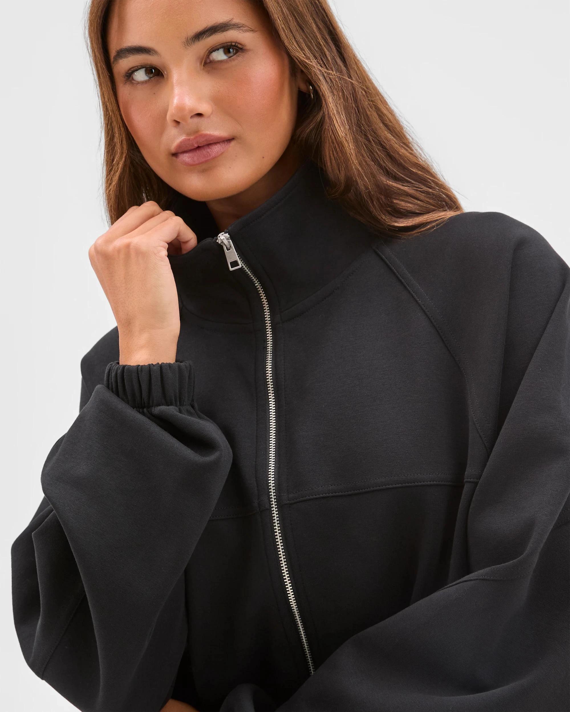 6 Lily Loves Australian Cotton Blend Zip Through Jumper BLACK, 6 of 6