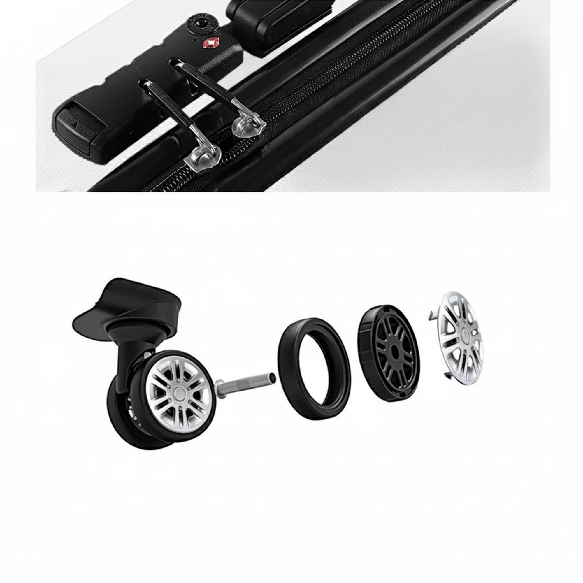 4 Wanderlite 3pc Luggage Trolley Travel Suitcase Set TSA Hard Case Shell Strap - Silver, 4 of 5