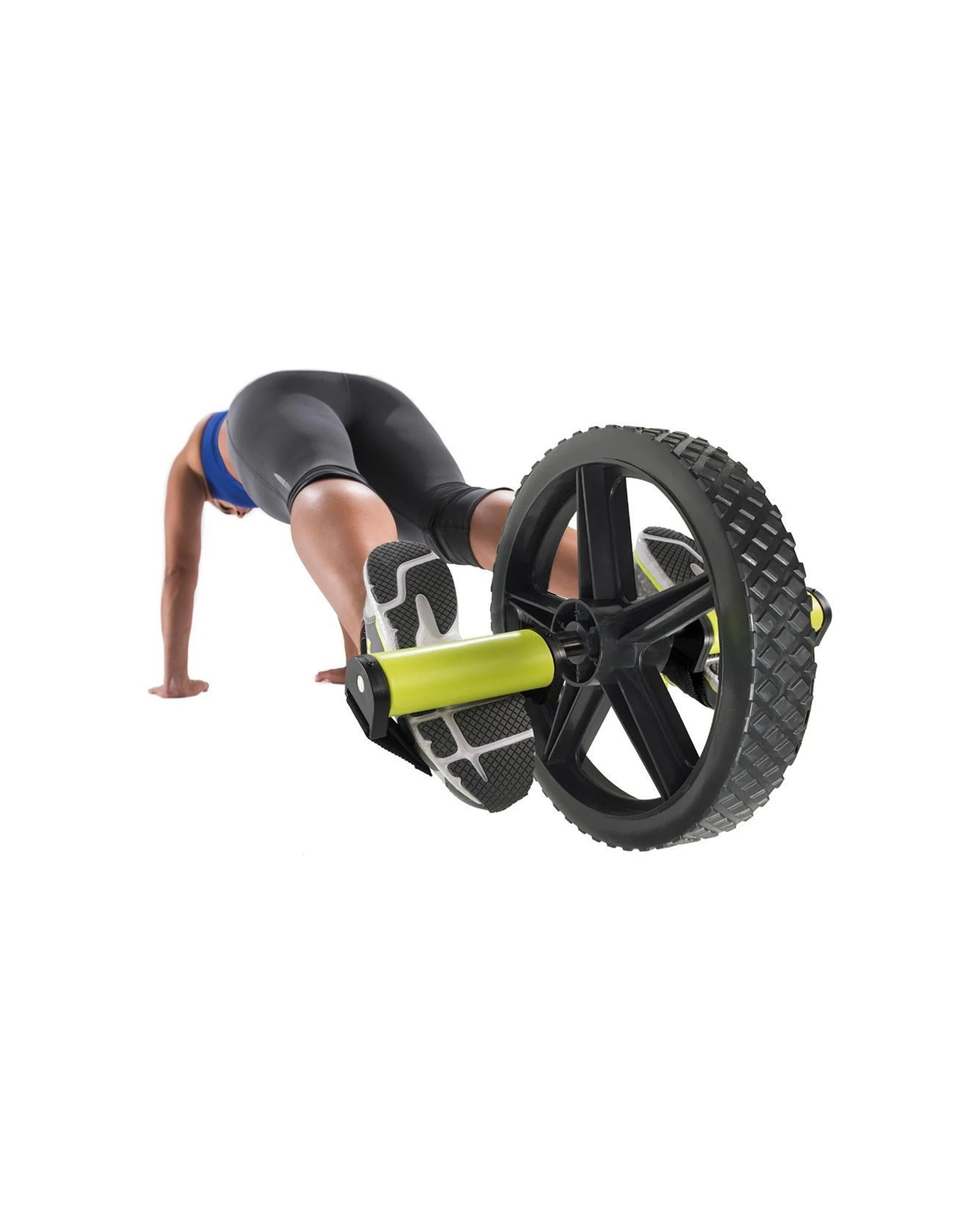 4 GoFit Extreme Ab Wheel With Grips And Foot Straps 14 Inch Ball Bearing Axle - Green, 4 of 5
