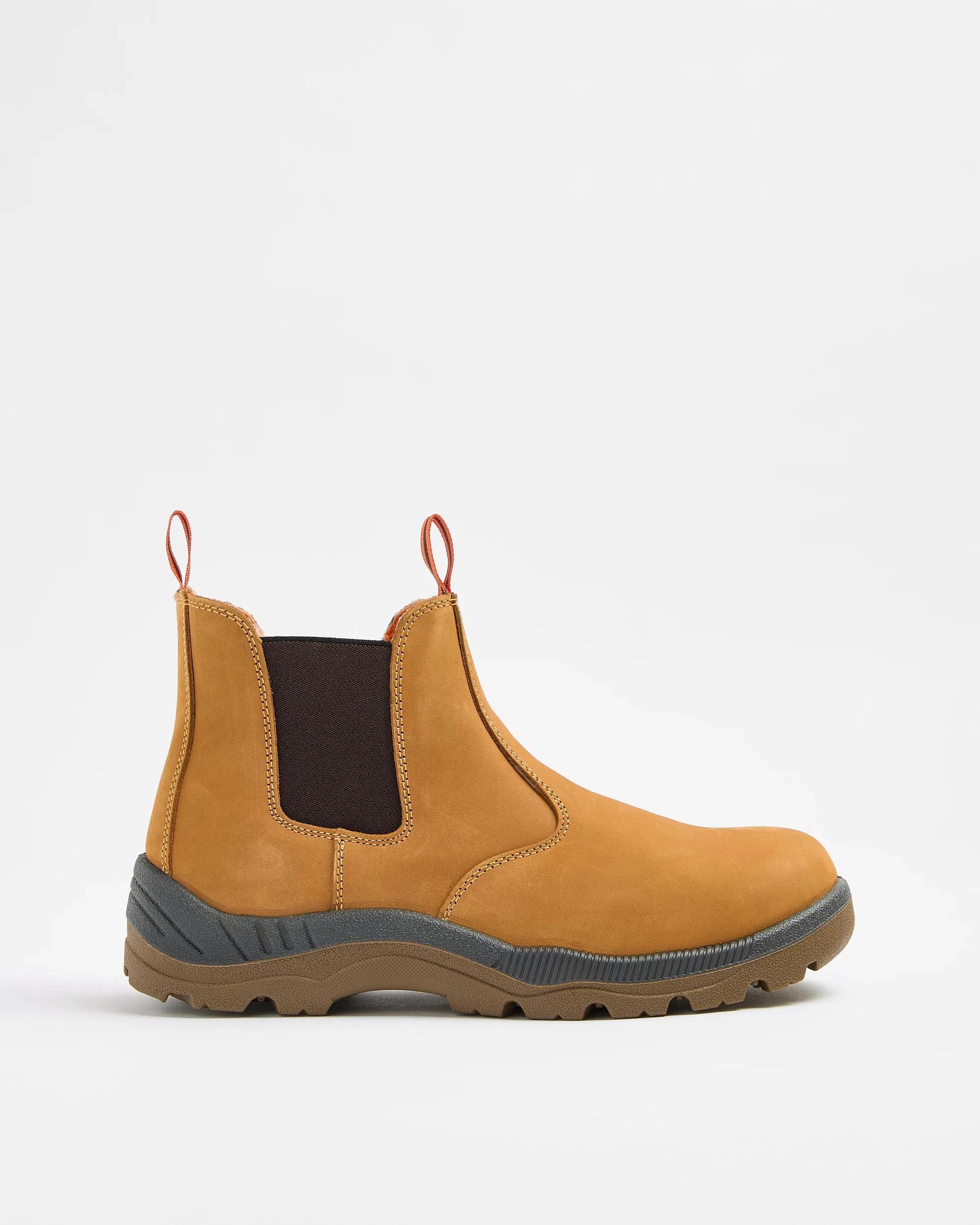 1 Mens Graphite Genuine Leather Slip On Work Safety Boot YELLOW, 1 of 3