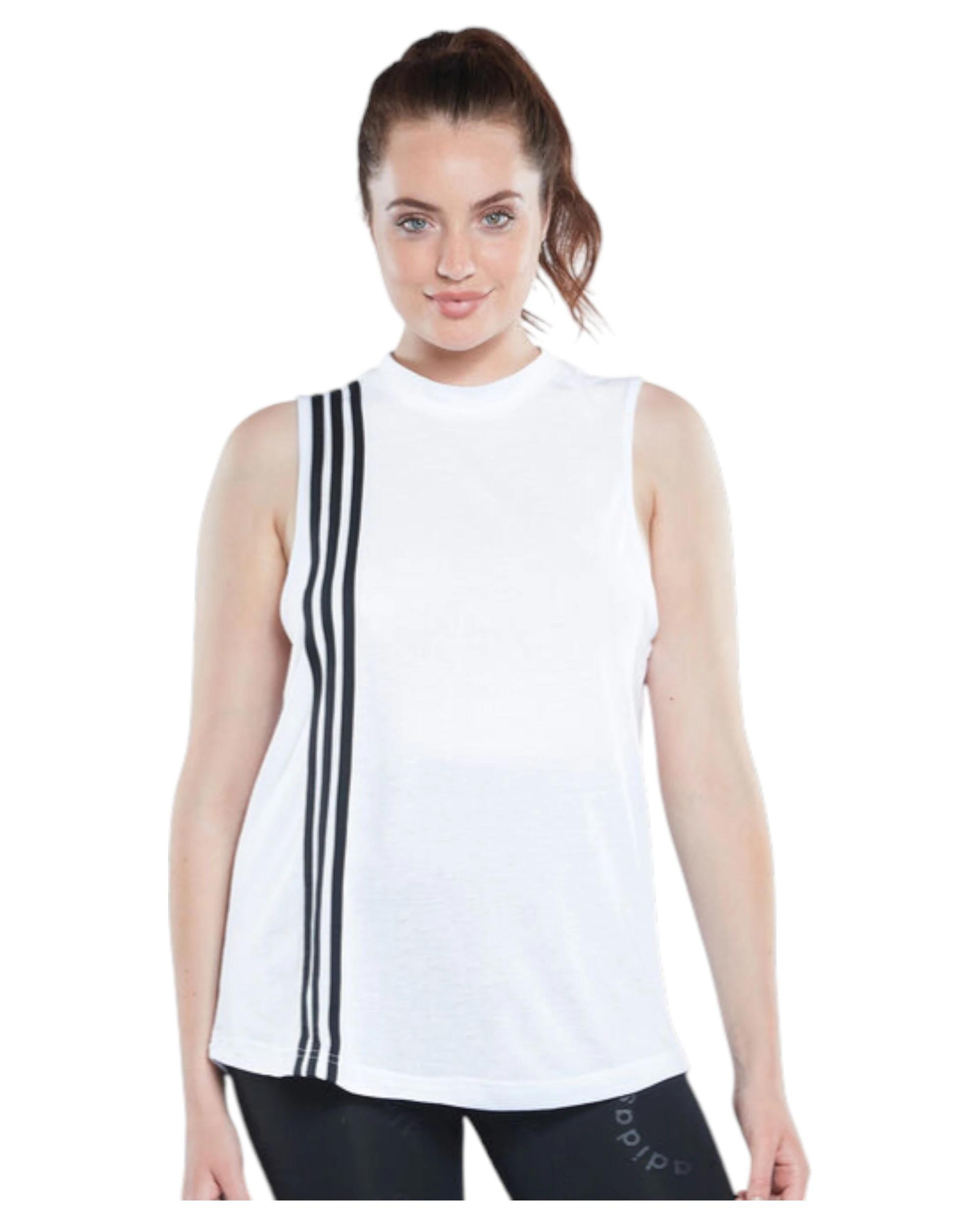 1 Adidas 4 Pack Womens Mh 3-Stripes Active Training Tank Top WHITE/BLACK, 1 of 1