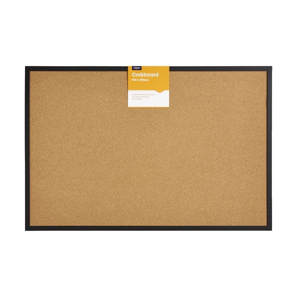 2 J.Burrows Cork Board 900 x 600mm Black, 2 of 3