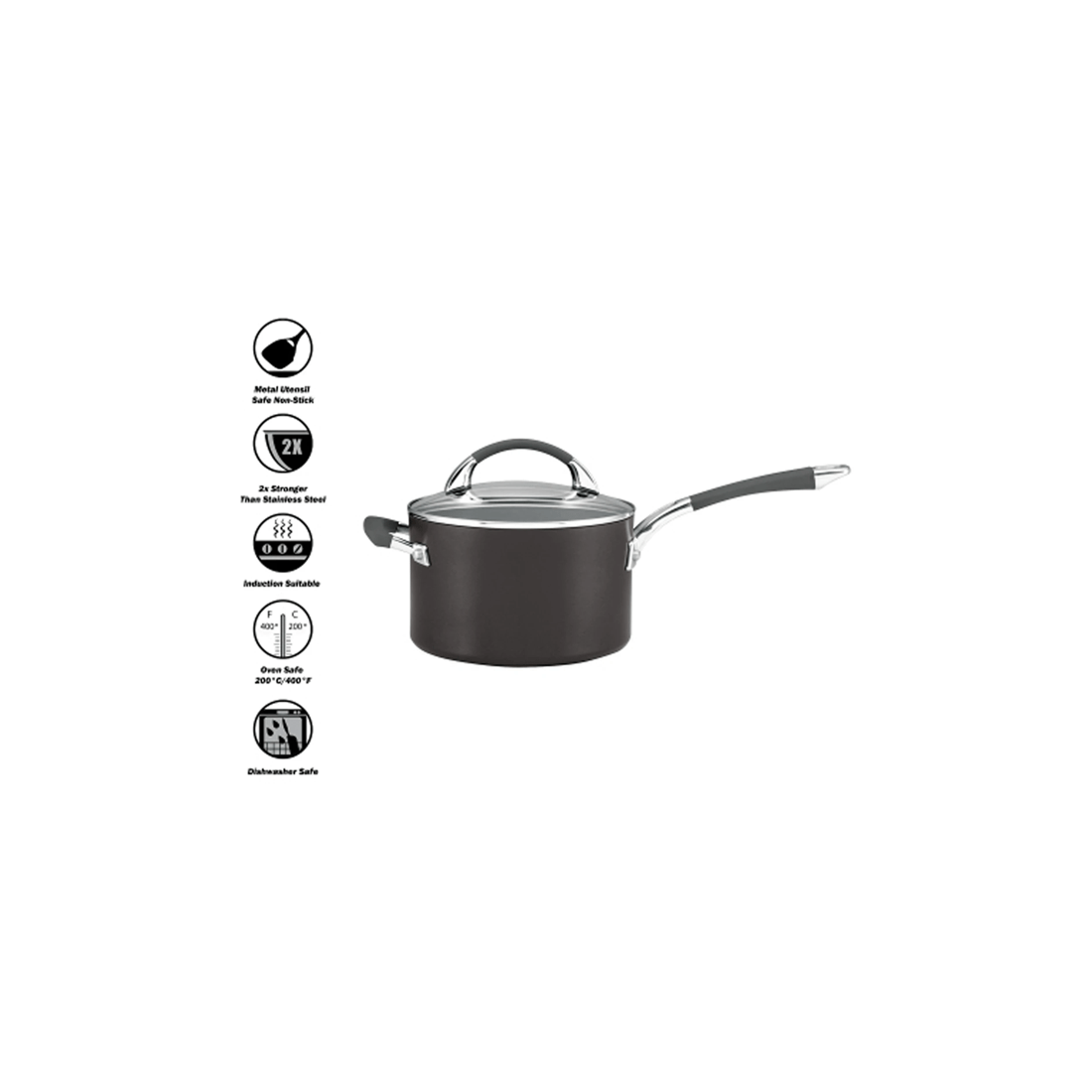 5 Anolon Endurance Plus Non Stick Covered Saucepan 20cm 3.8l With Glass Lid
 - Plain, 5 of 7
