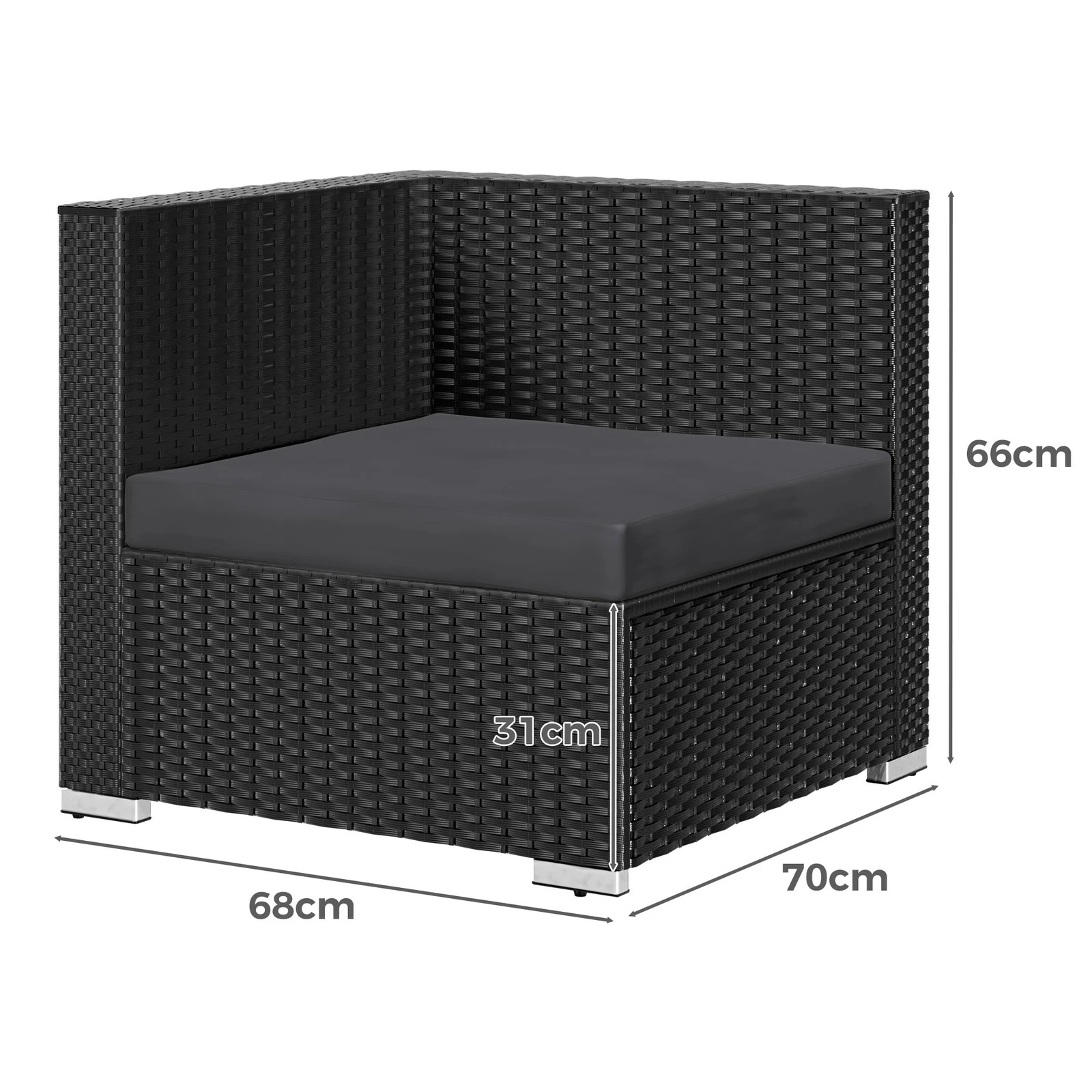 3 Alfordson 6 Seater Outdoor Lounge Setting 7PCS Sofa Set Furniture Patio - Black, 3 of 10