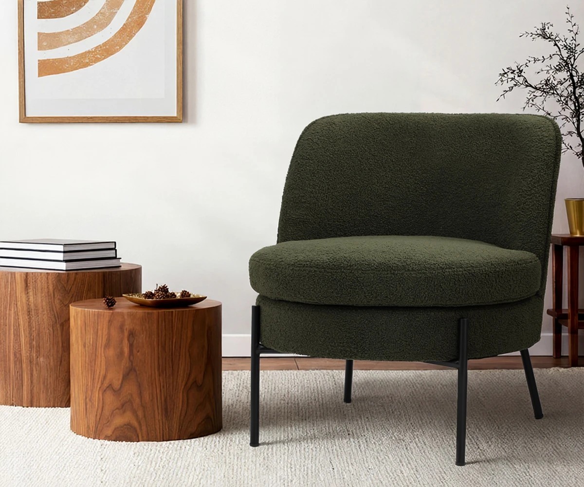 4 Oikiture Armchair Lounge Chair Accent Couch Chairs Padded Sofa Boucle - Green, 4 of 6