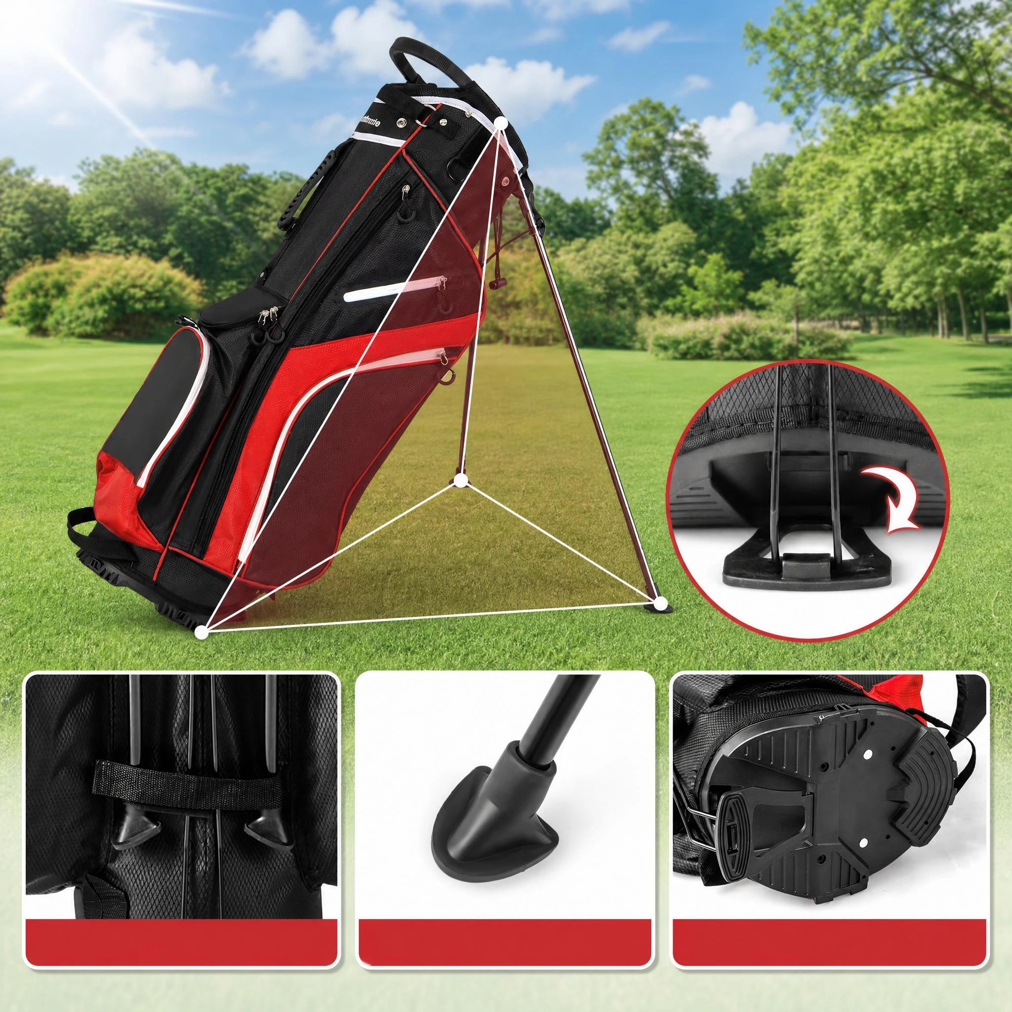 5 Costway Golf Stand Bag Portable Golf Cart Bag Travel Bag w/14 Full Length Dividers & Rain Hood, 5 of 9