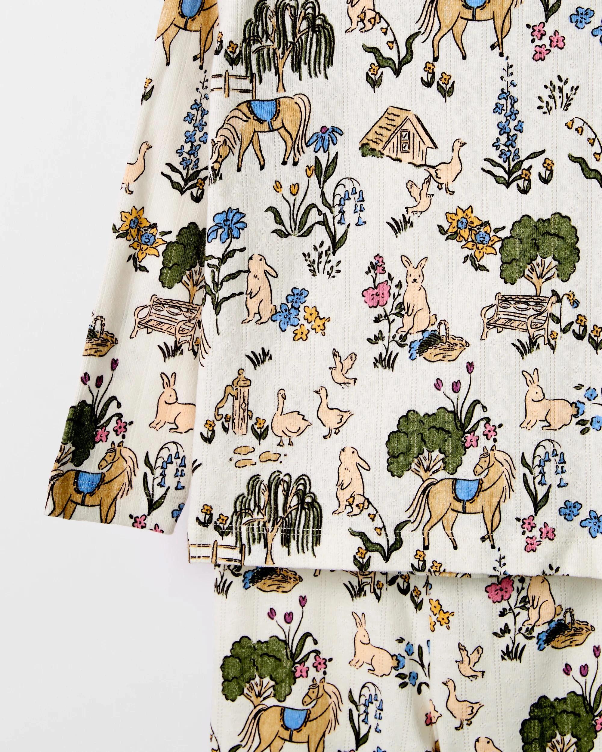 3 Target Kids Australian Cotton Younger Girls Pointelle Rib Pyjama Set CREAM, 3 of 4