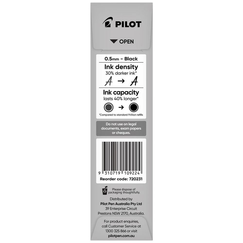 2 PILOT FriXion Advanced Erasable Gel Refill 0.5mm Black 2 Pack, 2 of 3