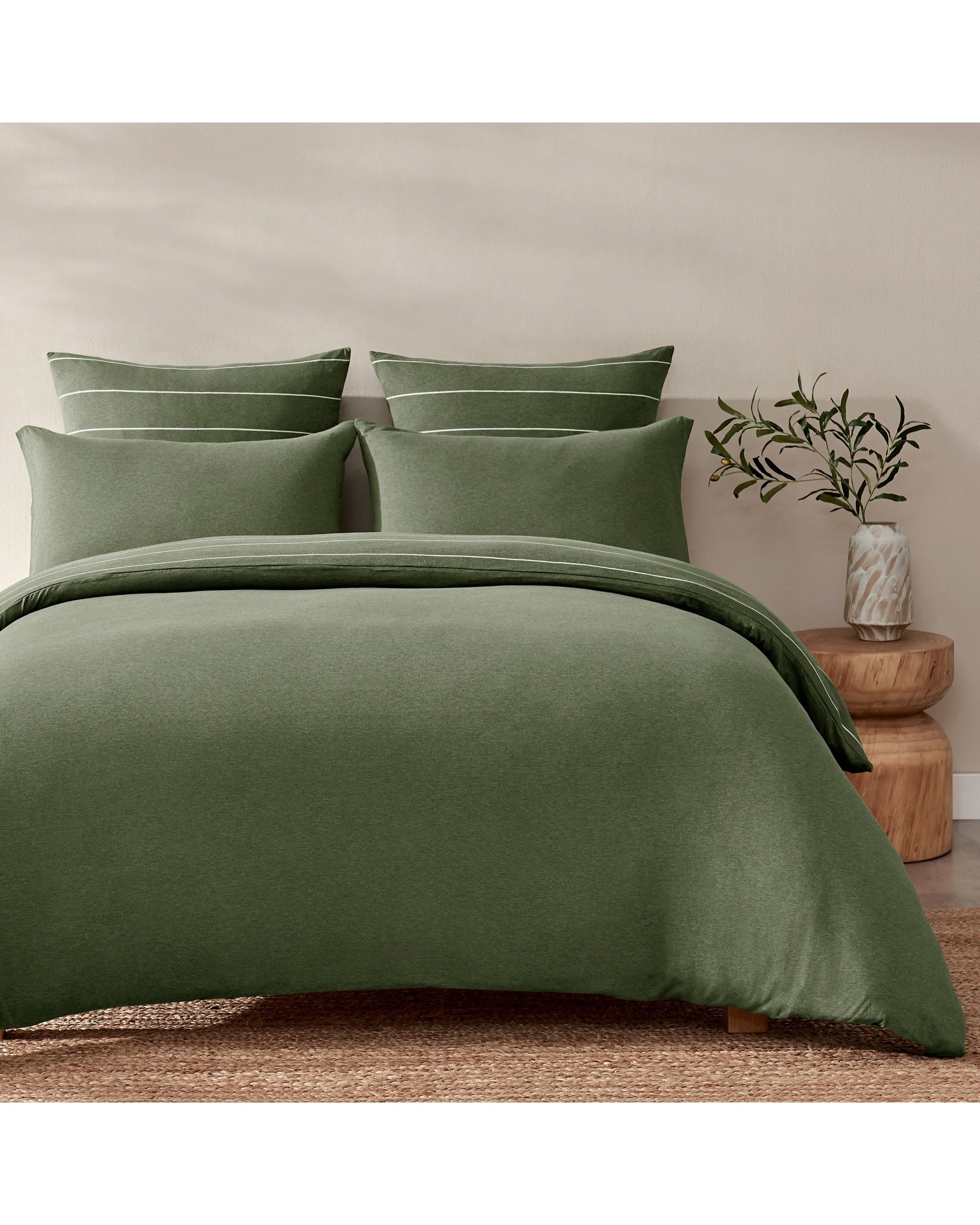 2 Dreamaker Jersey Luxe 100% Cotton Reversible Quilt Cover Set Charcoal - Queen Bed - Olive, 2 of 10