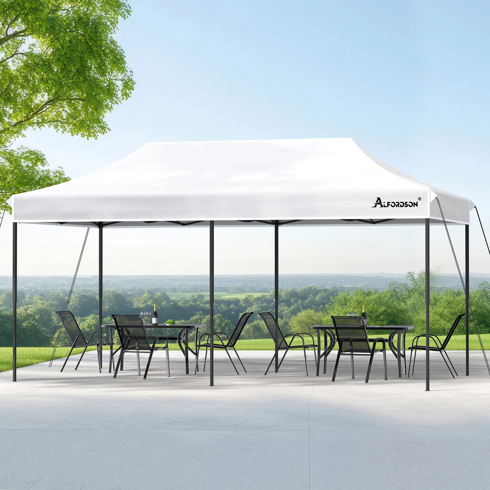 3 Alfordson Gazebo 6x3m Pop Up Marquee 600D Oxford Folding Camping Tent - White, 3 of 10