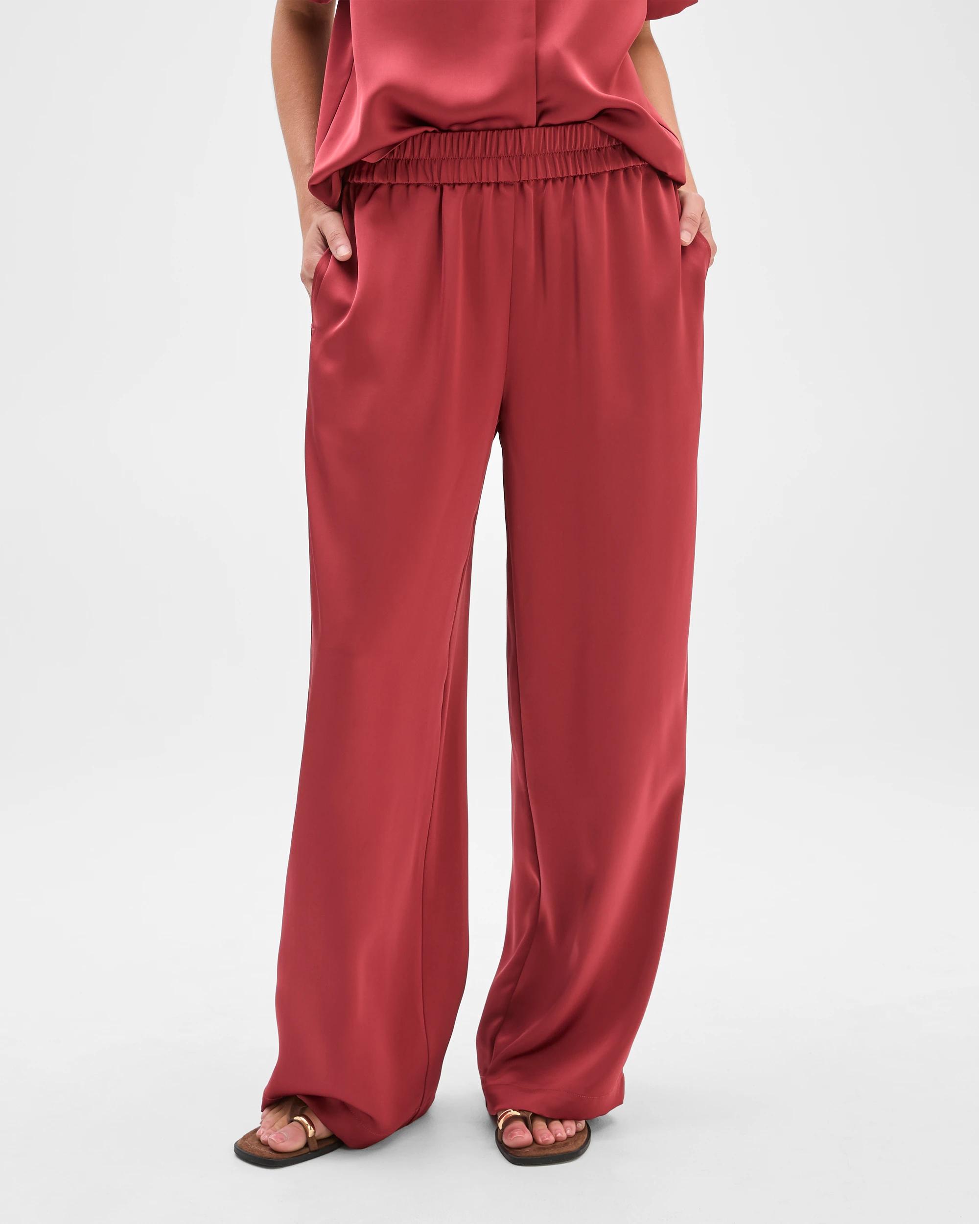 2 Preview Satin Straight Leg Pants POMEGRANATE, 2 of 7