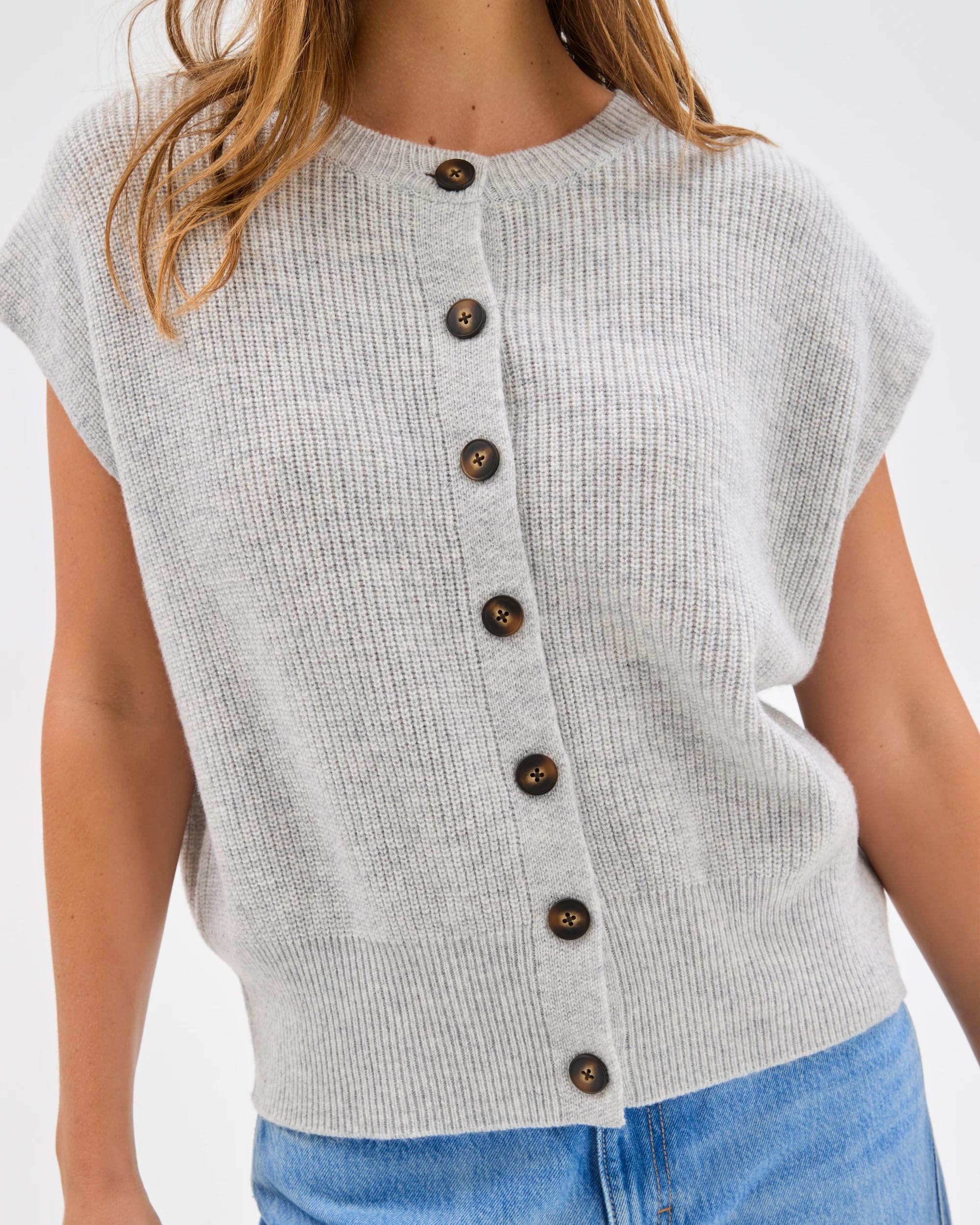 5 Target Woman Australian Lambswool Button Through Vest LIGHT GREY MARLE, 5 of 7