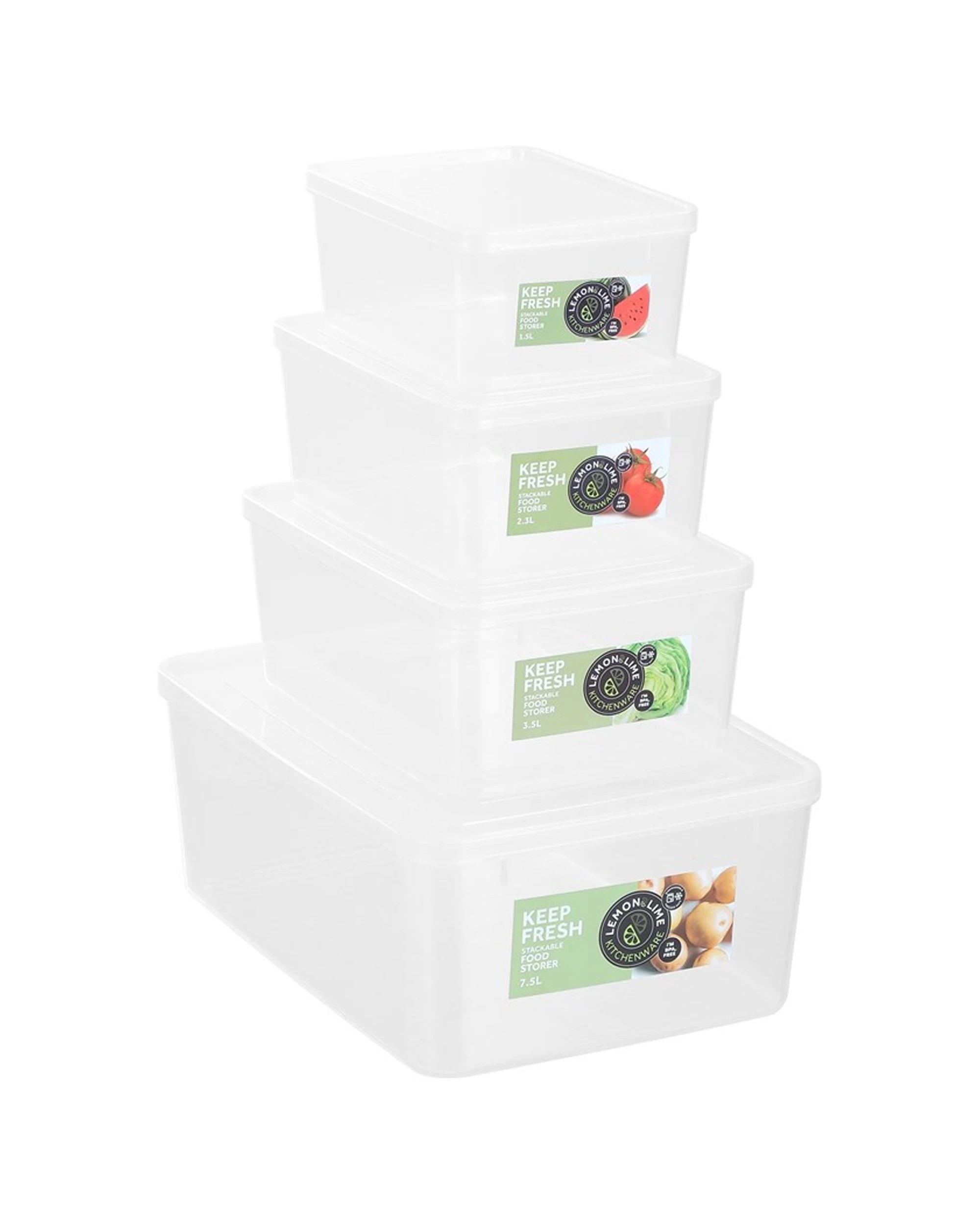 5 Lemon & Lime 6PK Keep Fresh Food Container 2.3L BPA Free Freezer Safe - Clear, 5 of 5