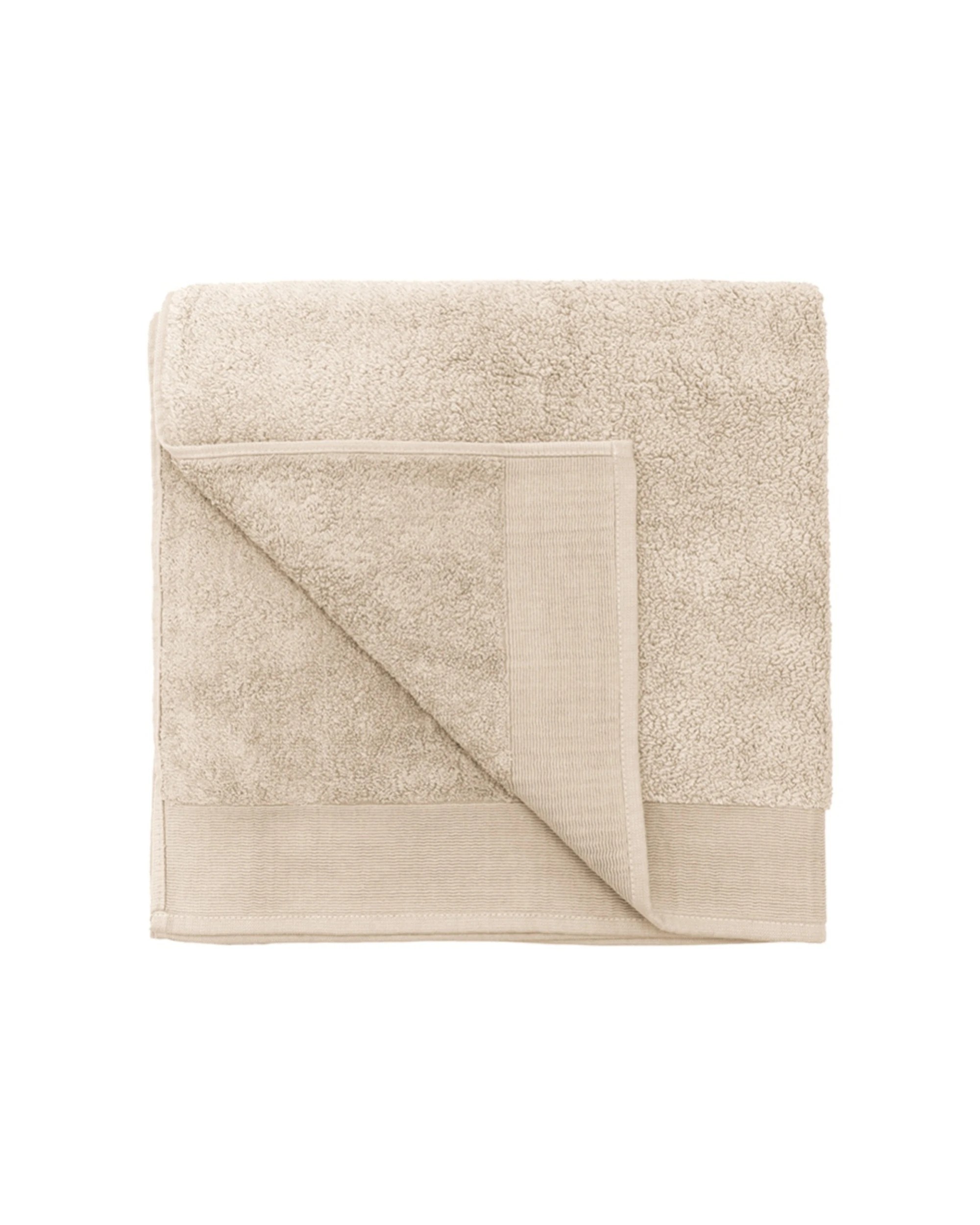 1 Bambury Elvire Bath Sheet 600gsm Soft Absorbent Cotton Ribbed Edge - Beige, 1 of 4