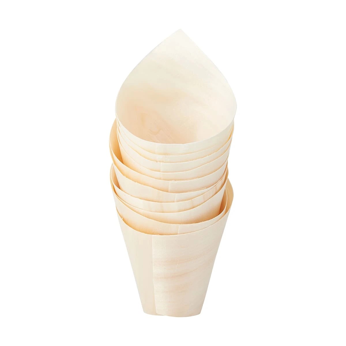 1 10 Pack Wooden Serving Food Cones, 1 of 6