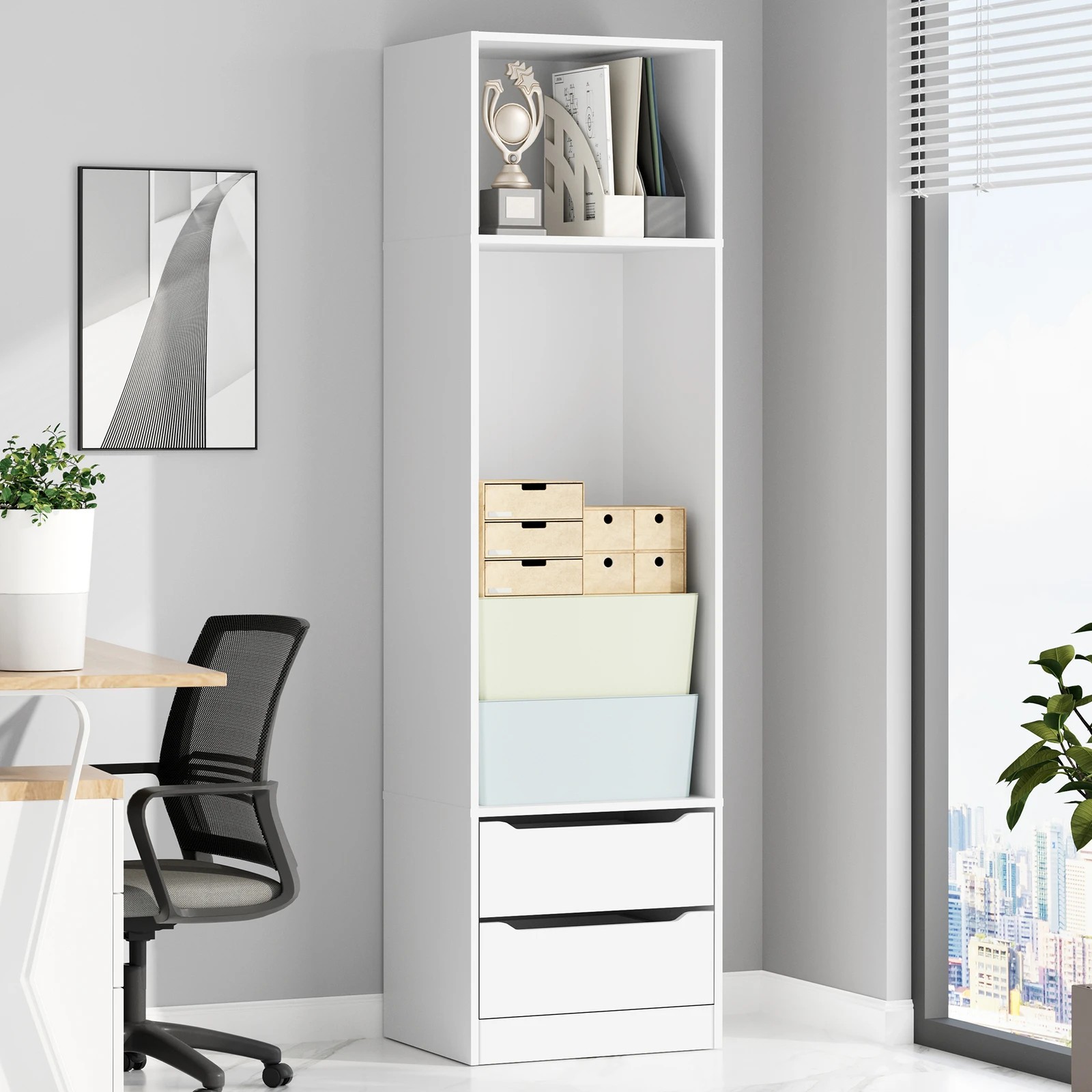 2 Alfordson Chest of 2 Drawers Office Storage Cabinet Tallboy Bedroom - White, 2 of 10