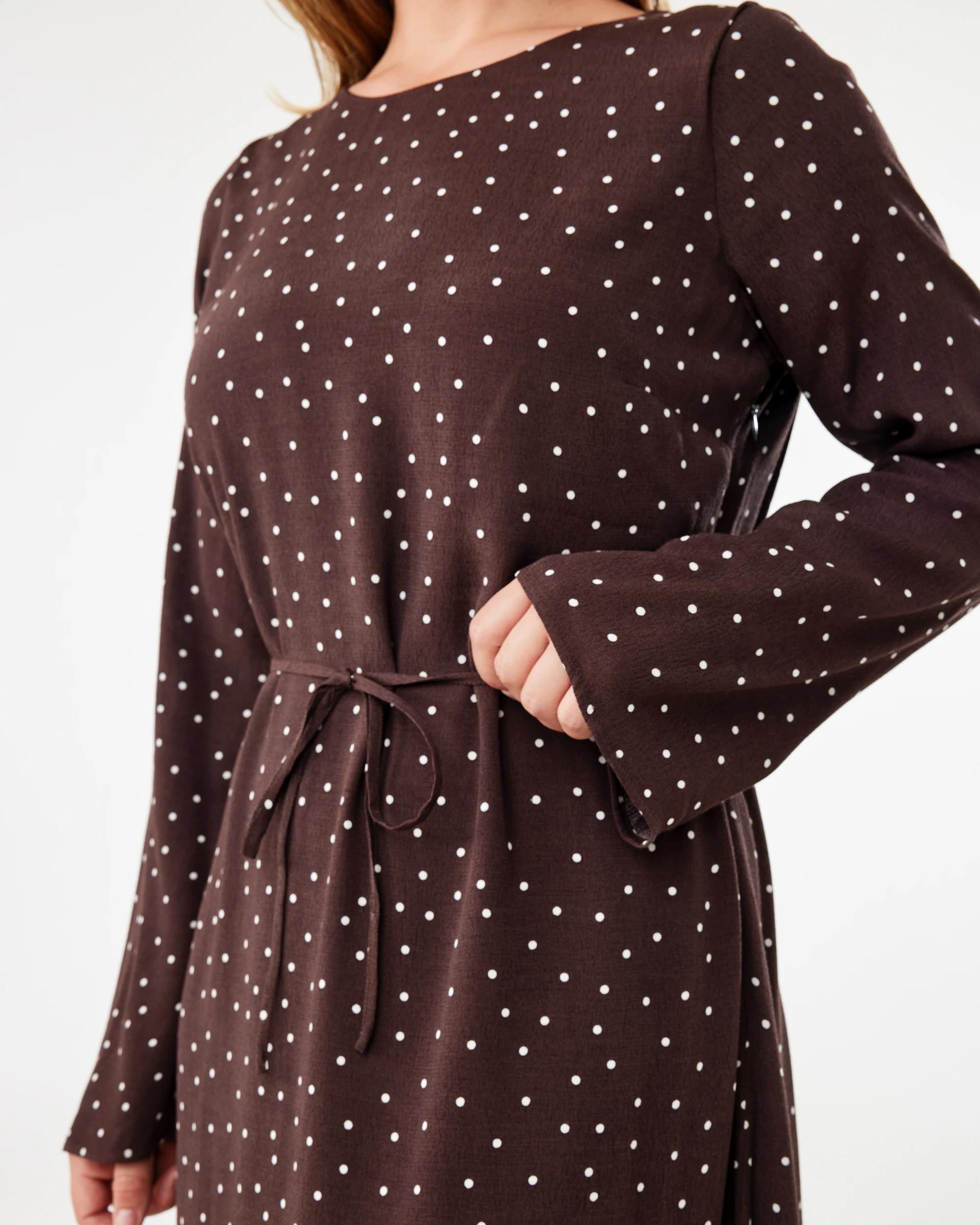 6 Long Sleeve Crepe Tie Waist Midi Dress Midspot Br, 6 of 6