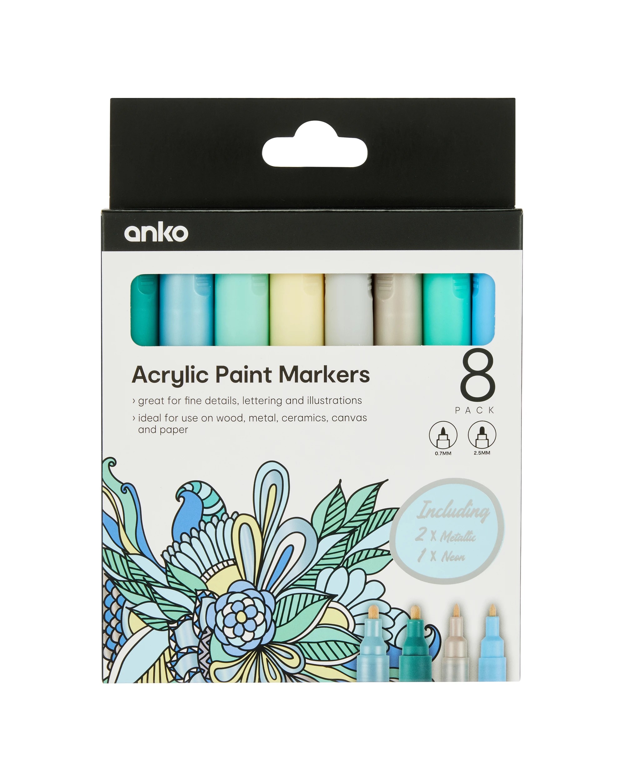 1 8 Pack Acrylic Paint Markers - Blue, 1 of 7