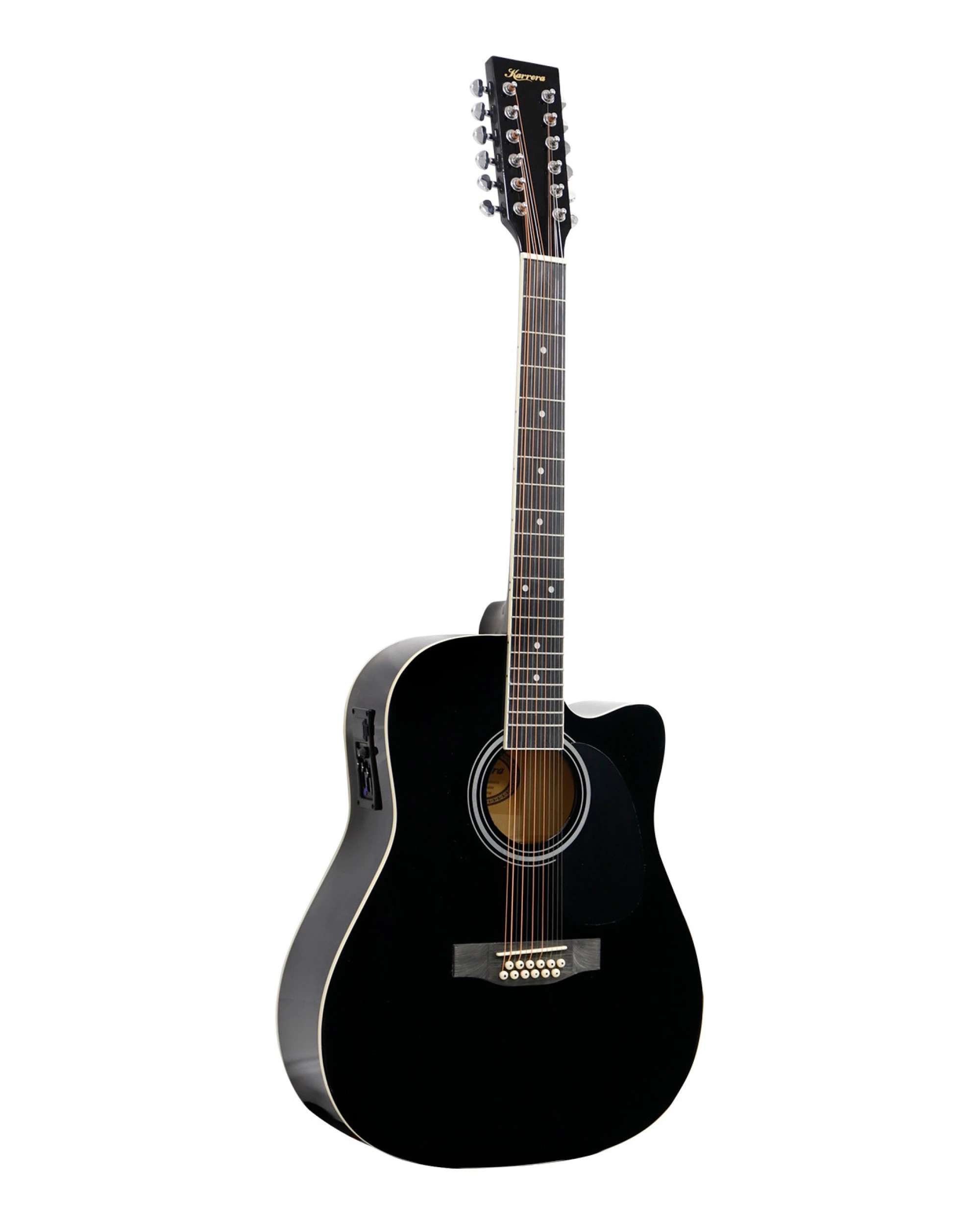1 Karrera 12-String Acoustic Guitar with EQ in - Black, 1 of 4