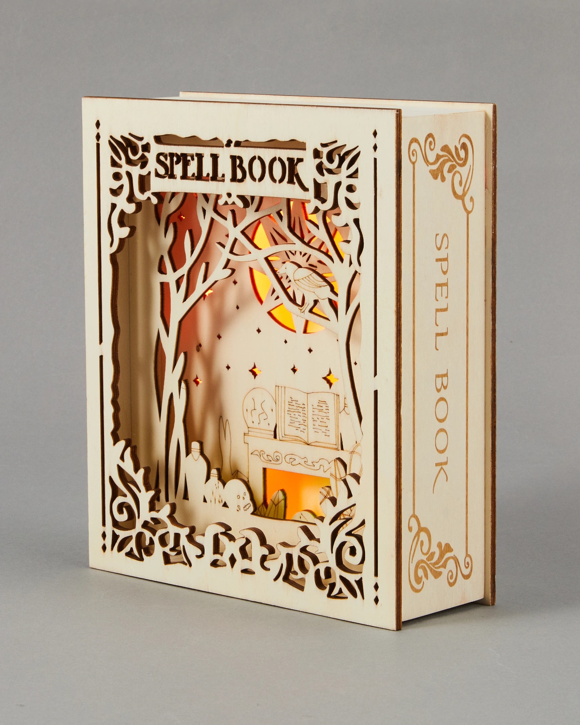 1 Halloween Craft Wood Blank - LED Spell Book, 1 of 9