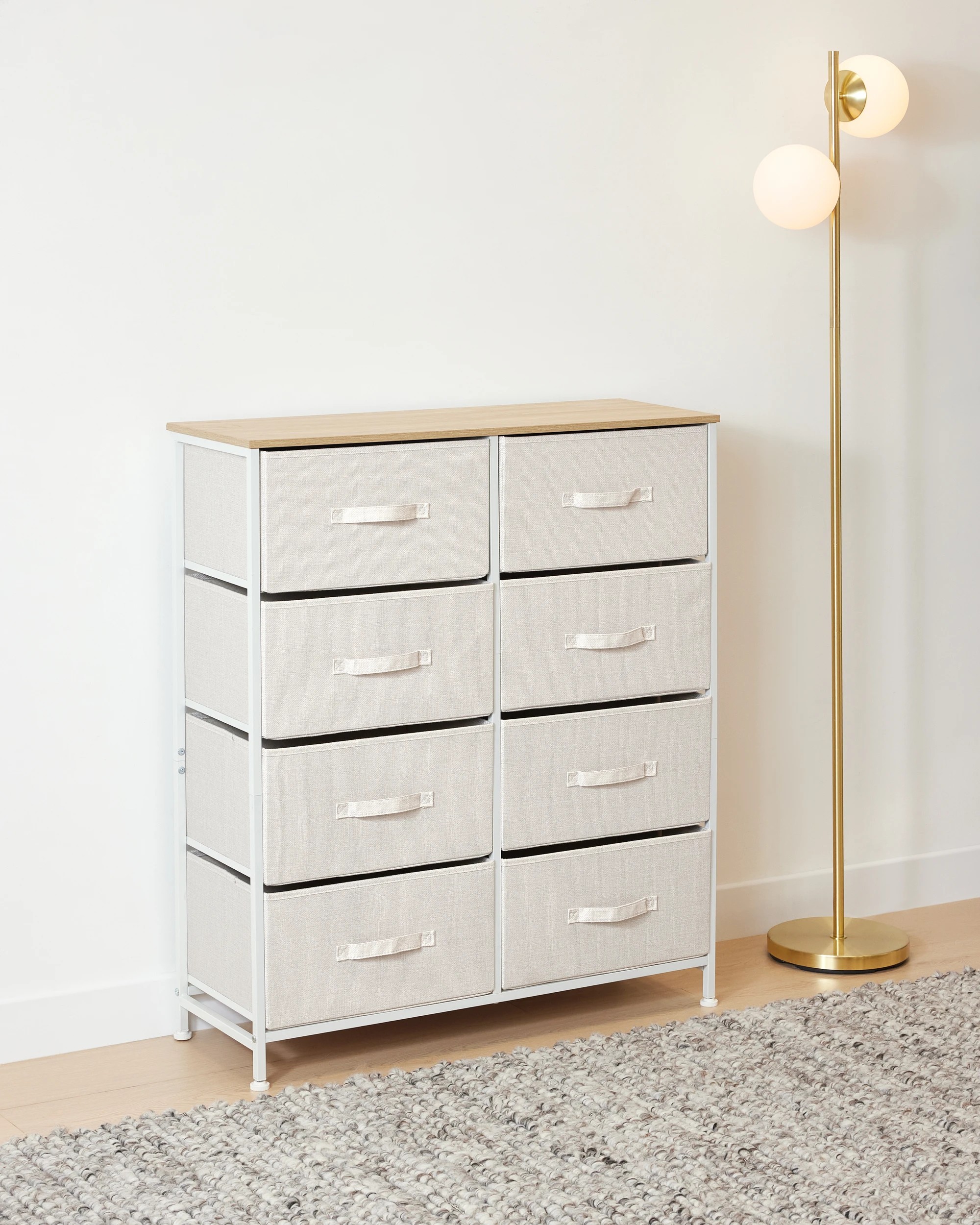 1 Linen Look 8 Drawer Chest - Beige, 1 of 8