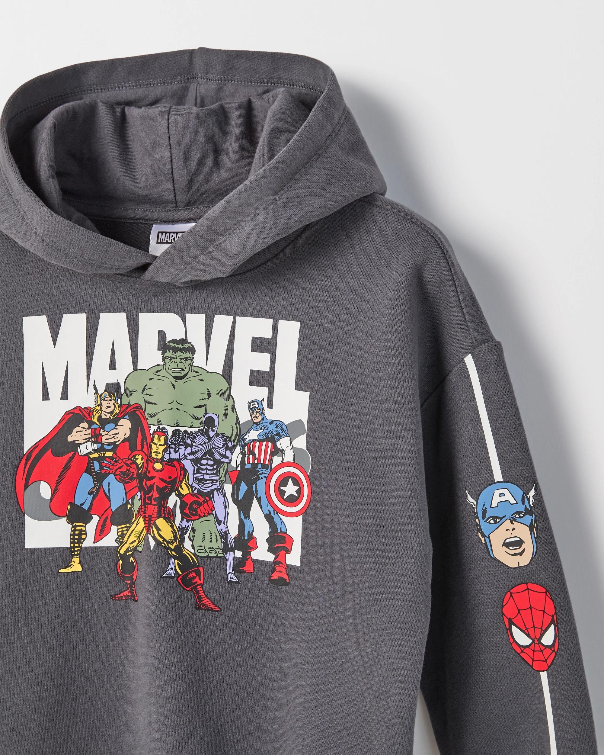 2 Marvel Australian Cotton Blend Drop Shoulder Hoodie CHARCOAL, 2 of 2